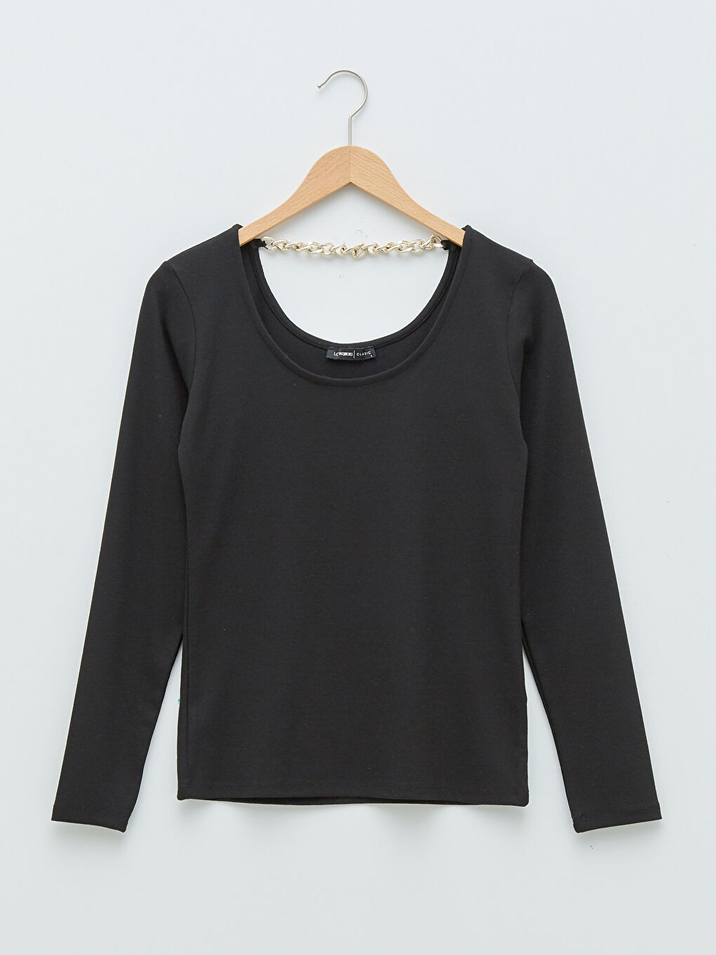 LCWAIKIKI Basic U-Ausschnitt Gerade Langarm Camisole T-Shirt für Damen -W1I849Z8-CVL