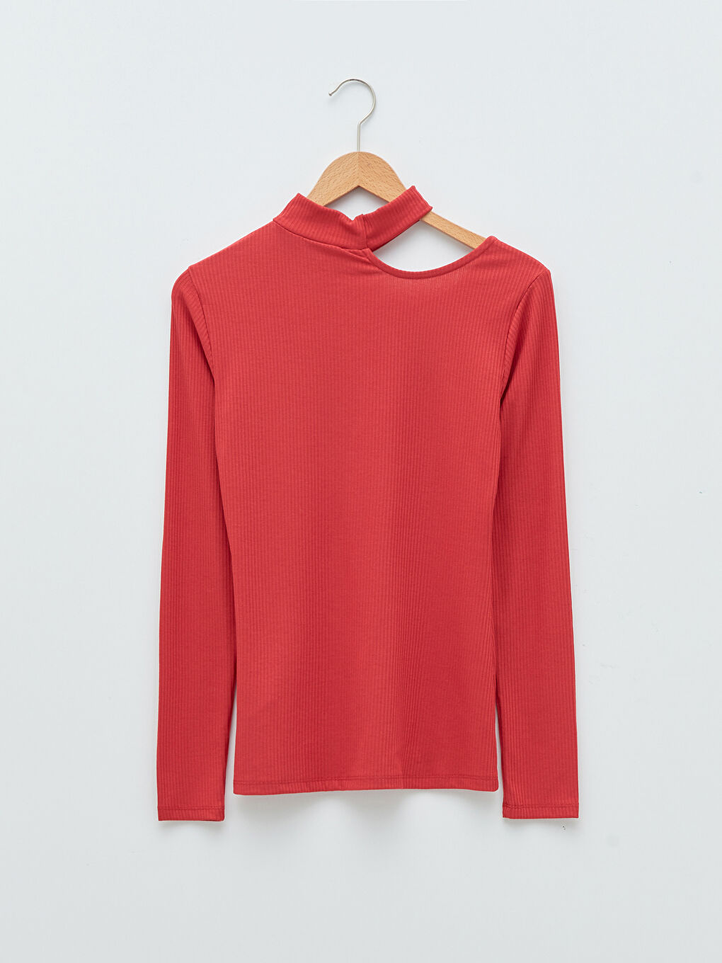 Standing Collar Window Detailed Long Sleeve Camisole Women's T-Shirt-6