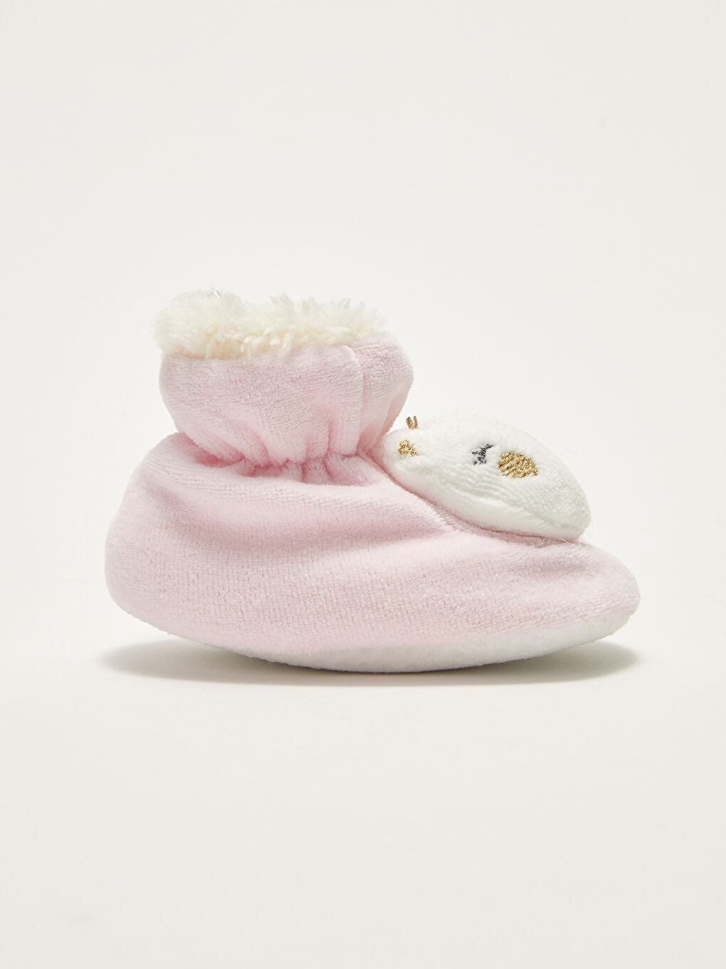 Pembe Nakış Detaylı Yürüme Öncesi Kız Bebek Ev Ayakkabısı-1