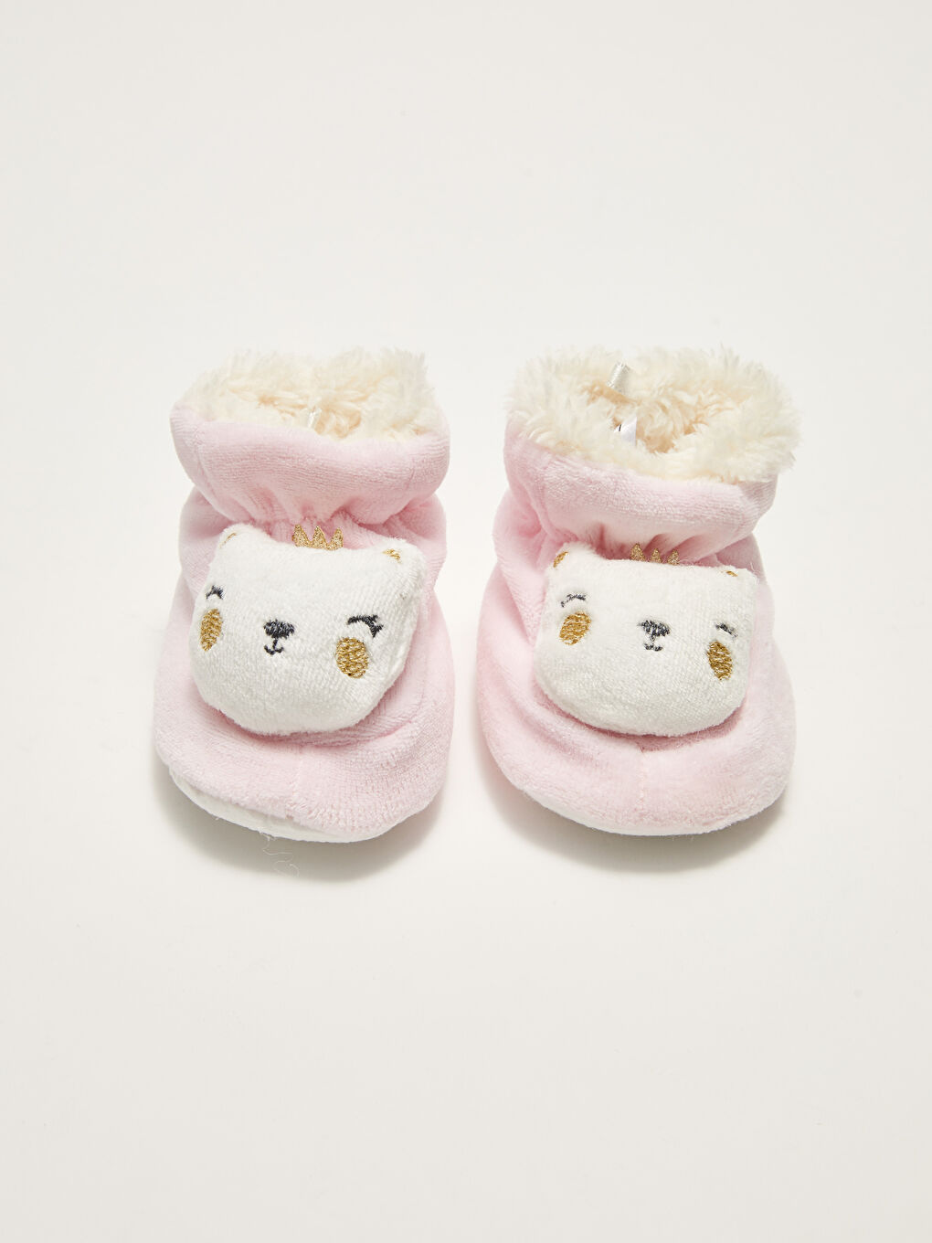 Pembe Nakış Detaylı Yürüme Öncesi Kız Bebek Ev Ayakkabısı-2
