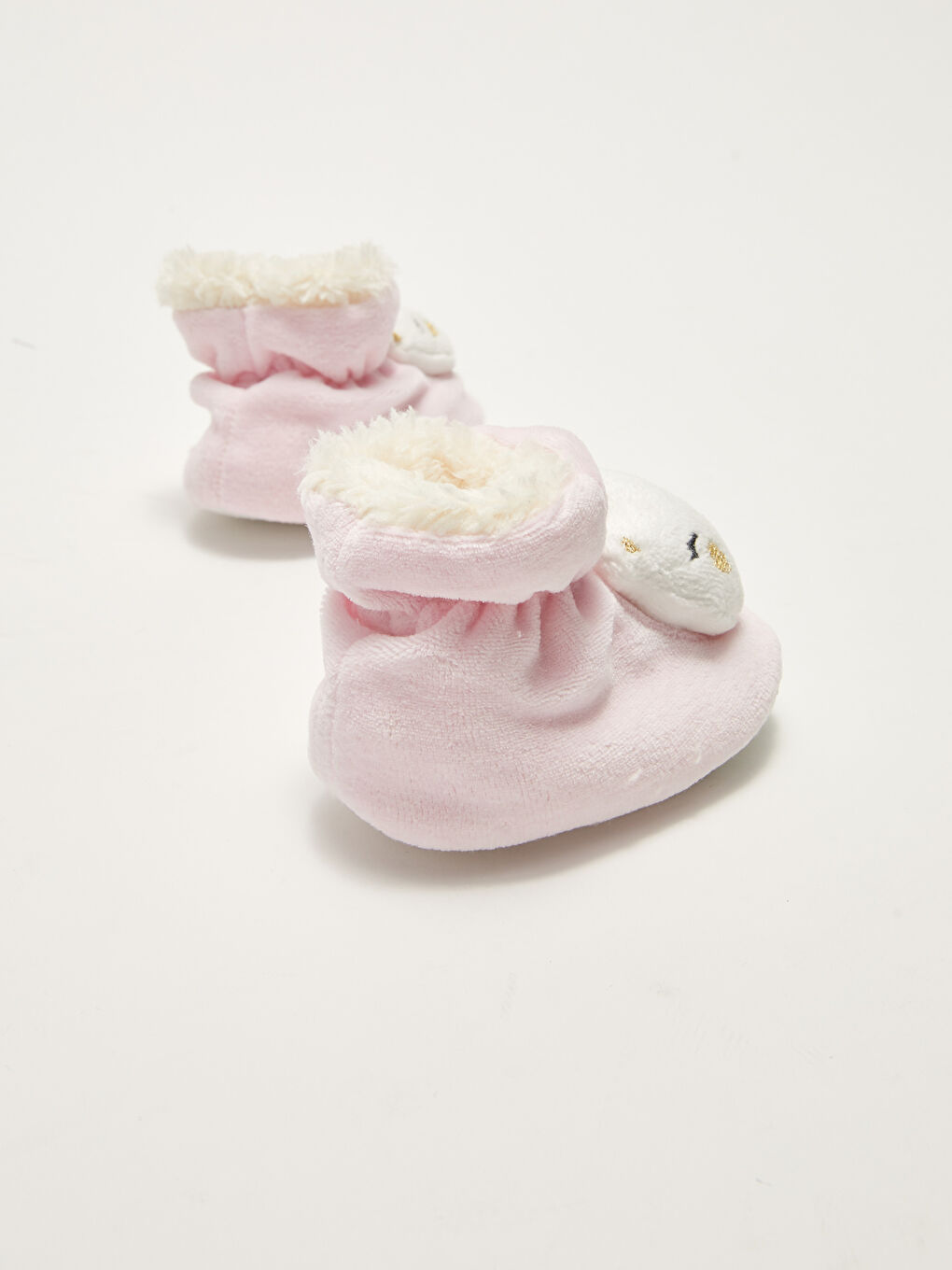 Pembe Nakış Detaylı Yürüme Öncesi Kız Bebek Ev Ayakkabısı-4