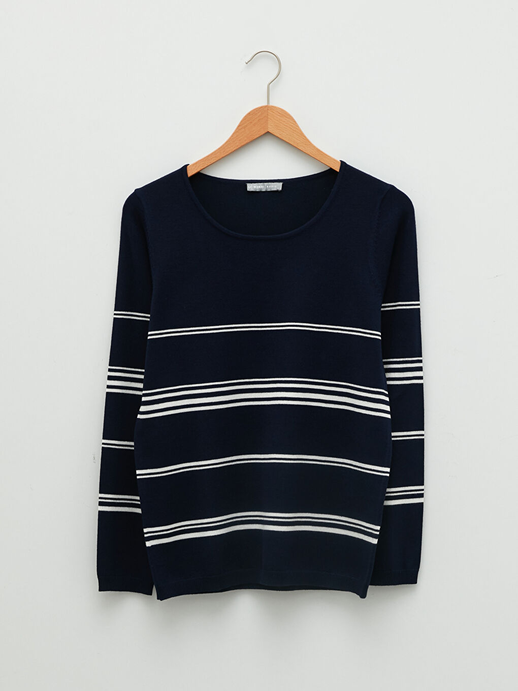 Crew Neck Striped Long Sleeve Women's Knitwear Sweater-5