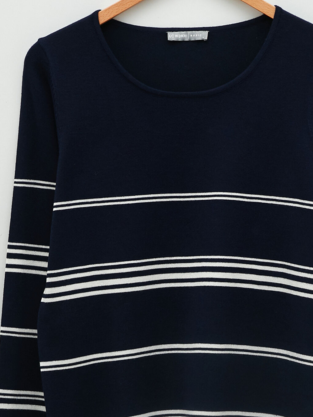 Crew Neck Striped Long Sleeve Women's Knitwear Sweater-7