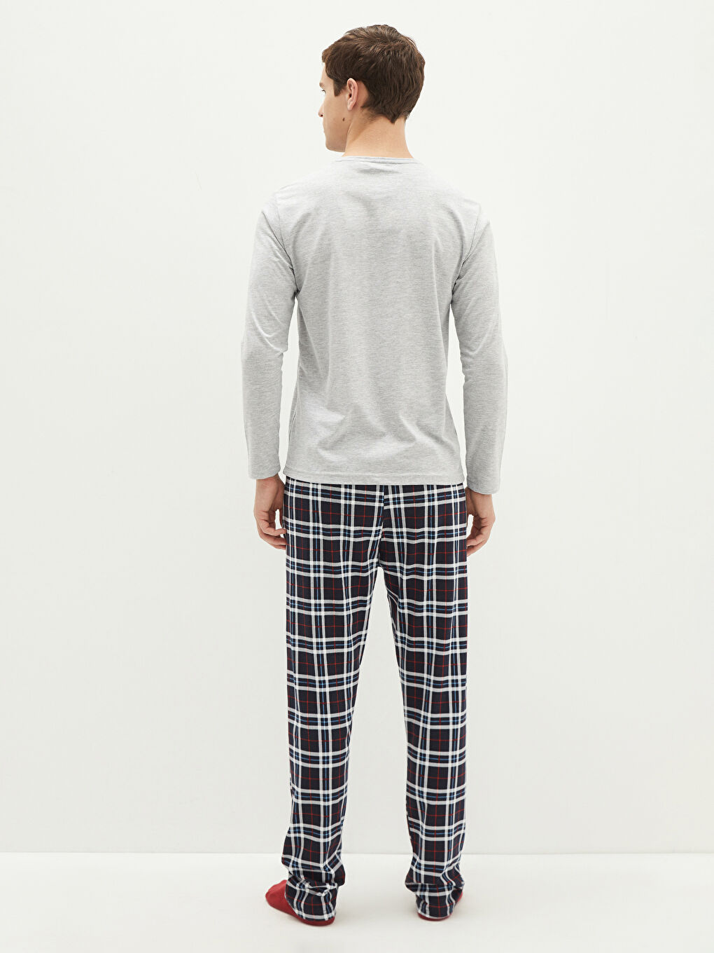 Kırmızı Standart Kalıp Ekose Erkek Pijama Takımı-4