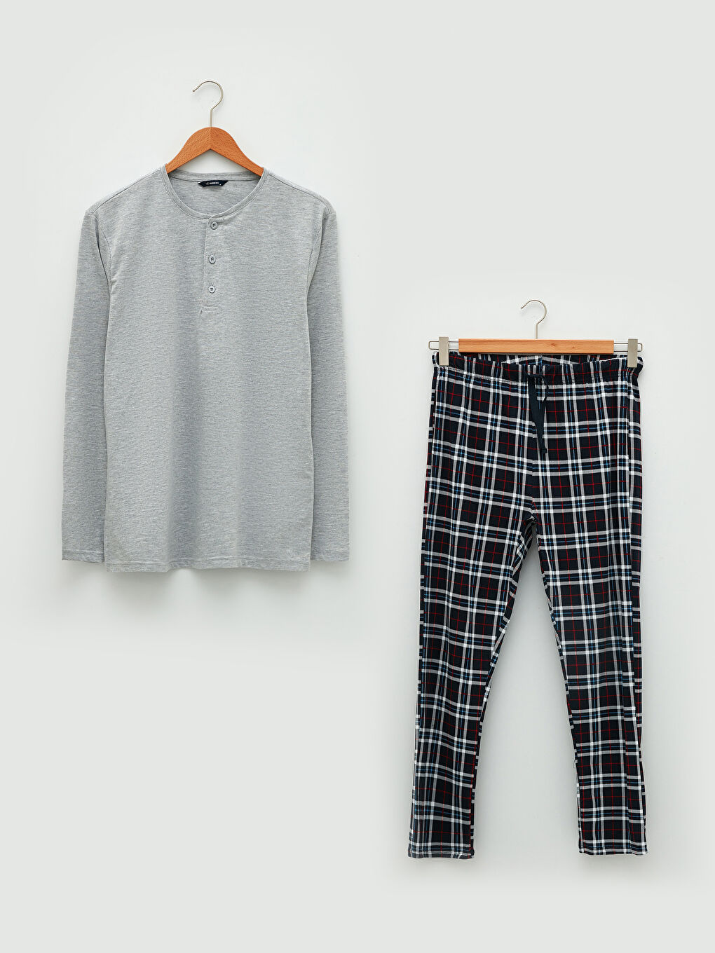 Kırmızı Standart Kalıp Ekose Erkek Pijama Takımı-5