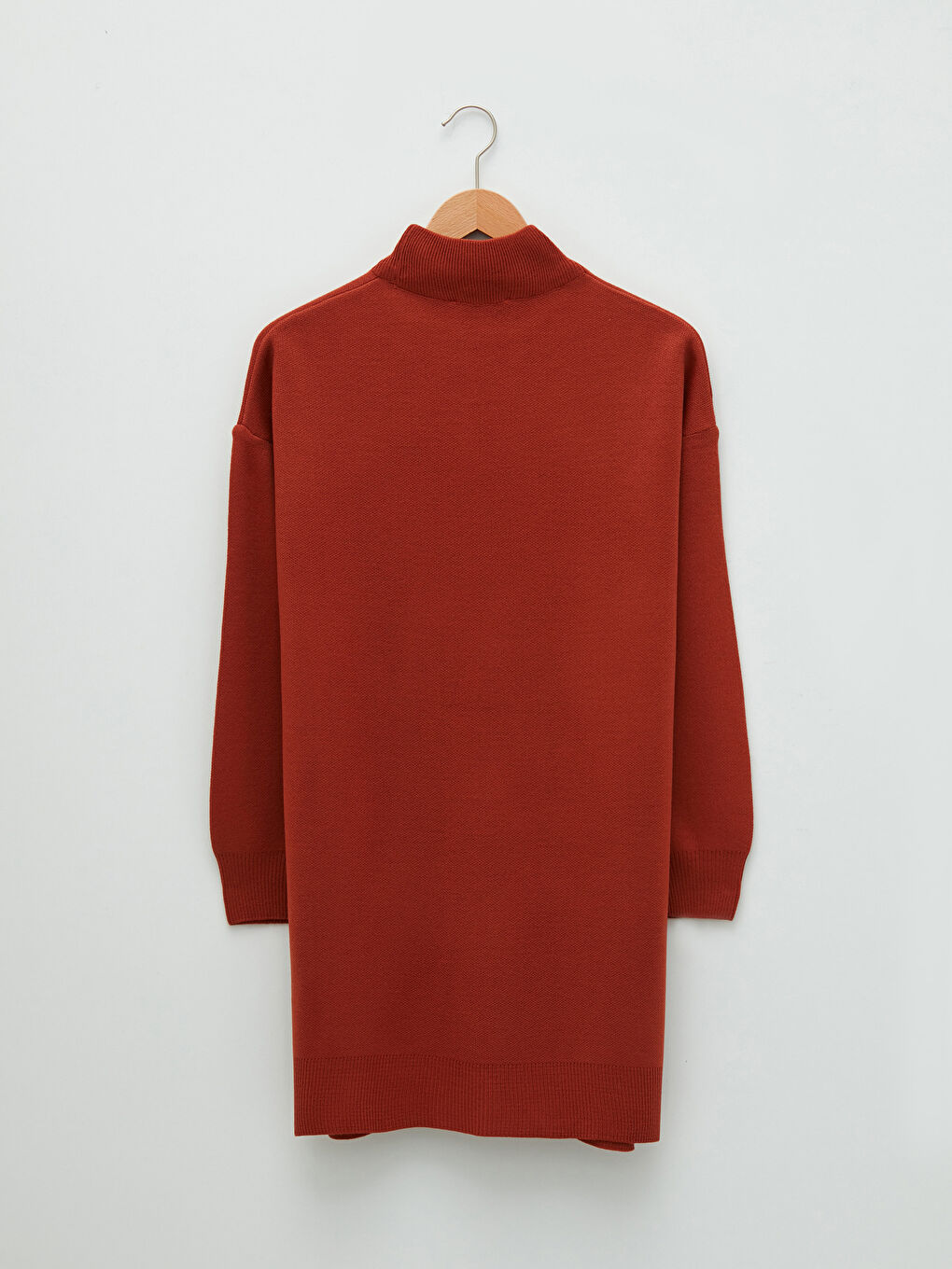 تونيك تريكو ياقة هاي نيك سادة كم طويل للسيدات-1