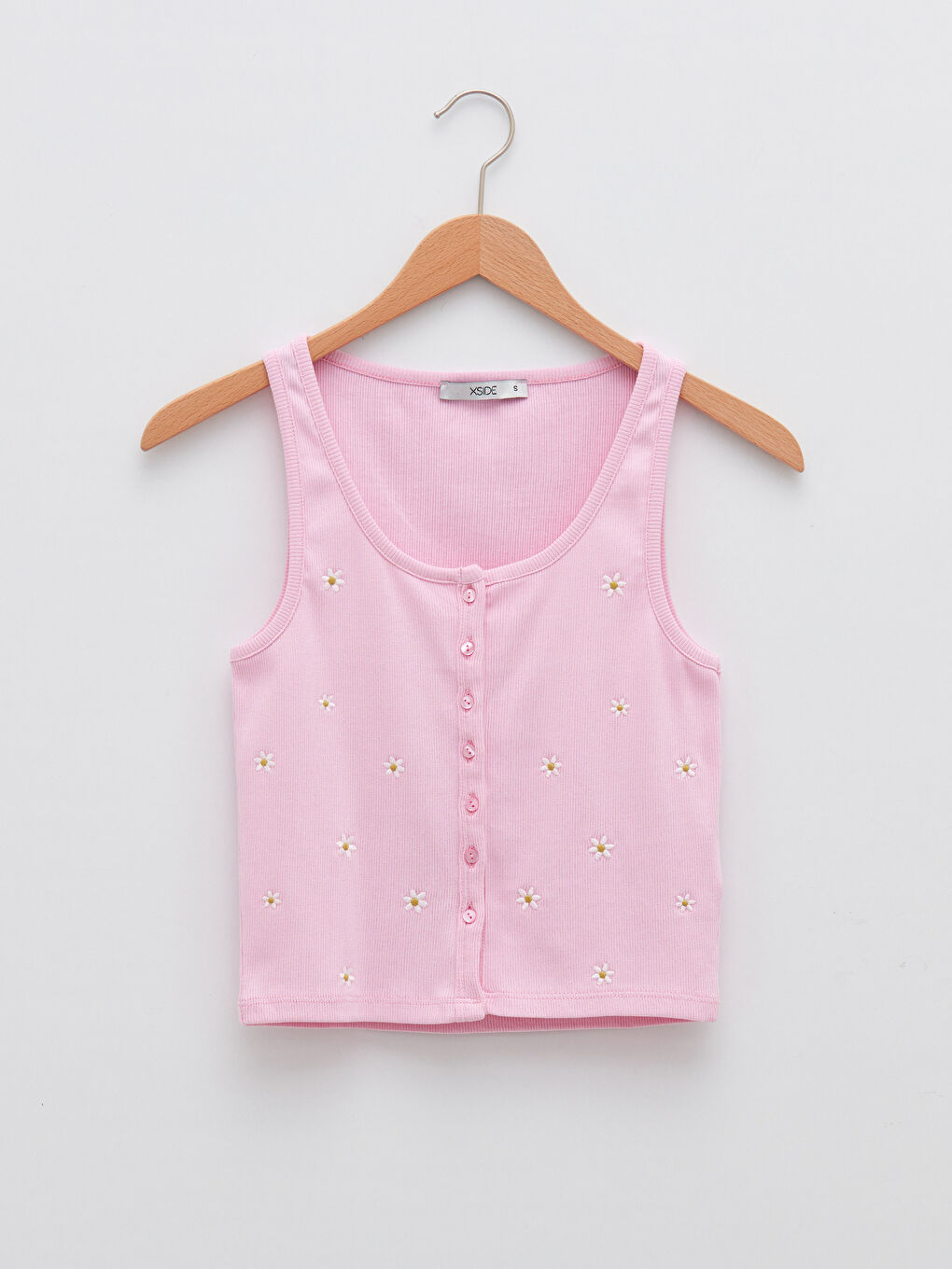 Әйелдерге арналған u мойын гүлді кестеленген мақта блузка-5