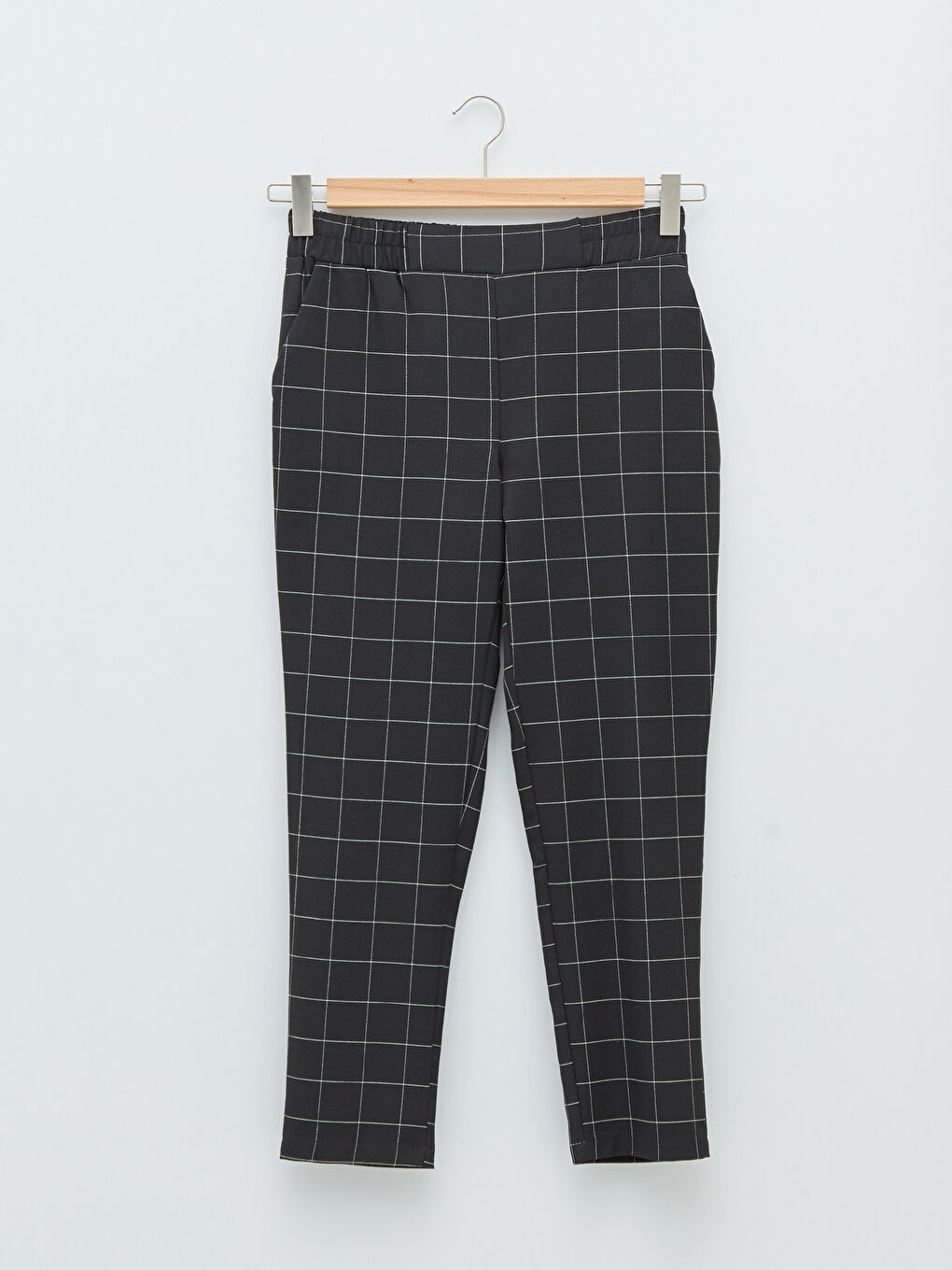LC Waikiki Elastic Waist Comfortable Fit Checkered Pocket Detailed Women's Trousers -W1I911Z8-LKX