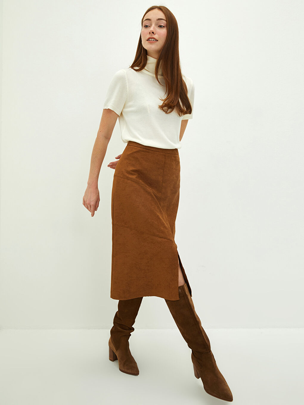【WOOHWA】CLASSIC STRAIGHT SLIT SK LCWAIKIKI Classic Straight Slit Detail Women's Skirt