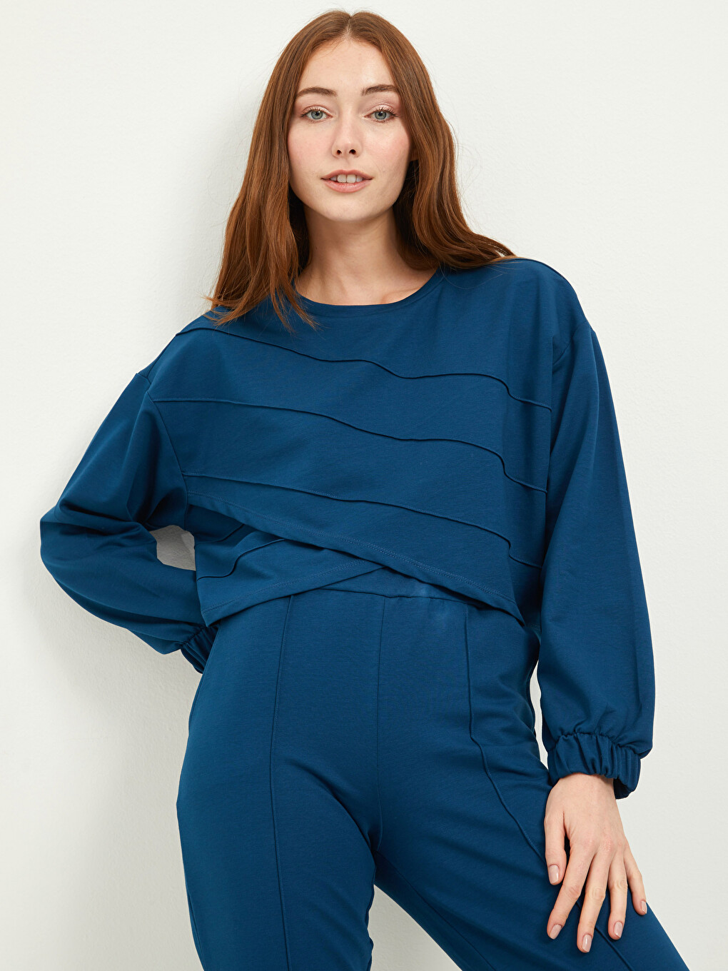 Sweat-shirt à col rond à motifs pour femmes à manches longues