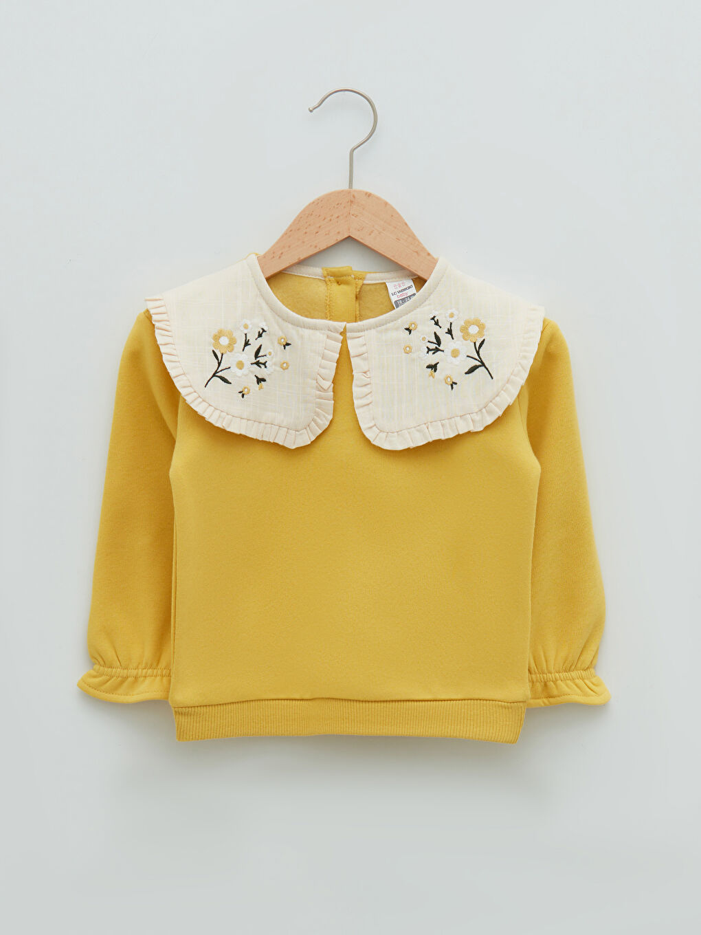 Bebe Collar Long Sleeve Embroidery Detailed Baby Girl Sweatshirt