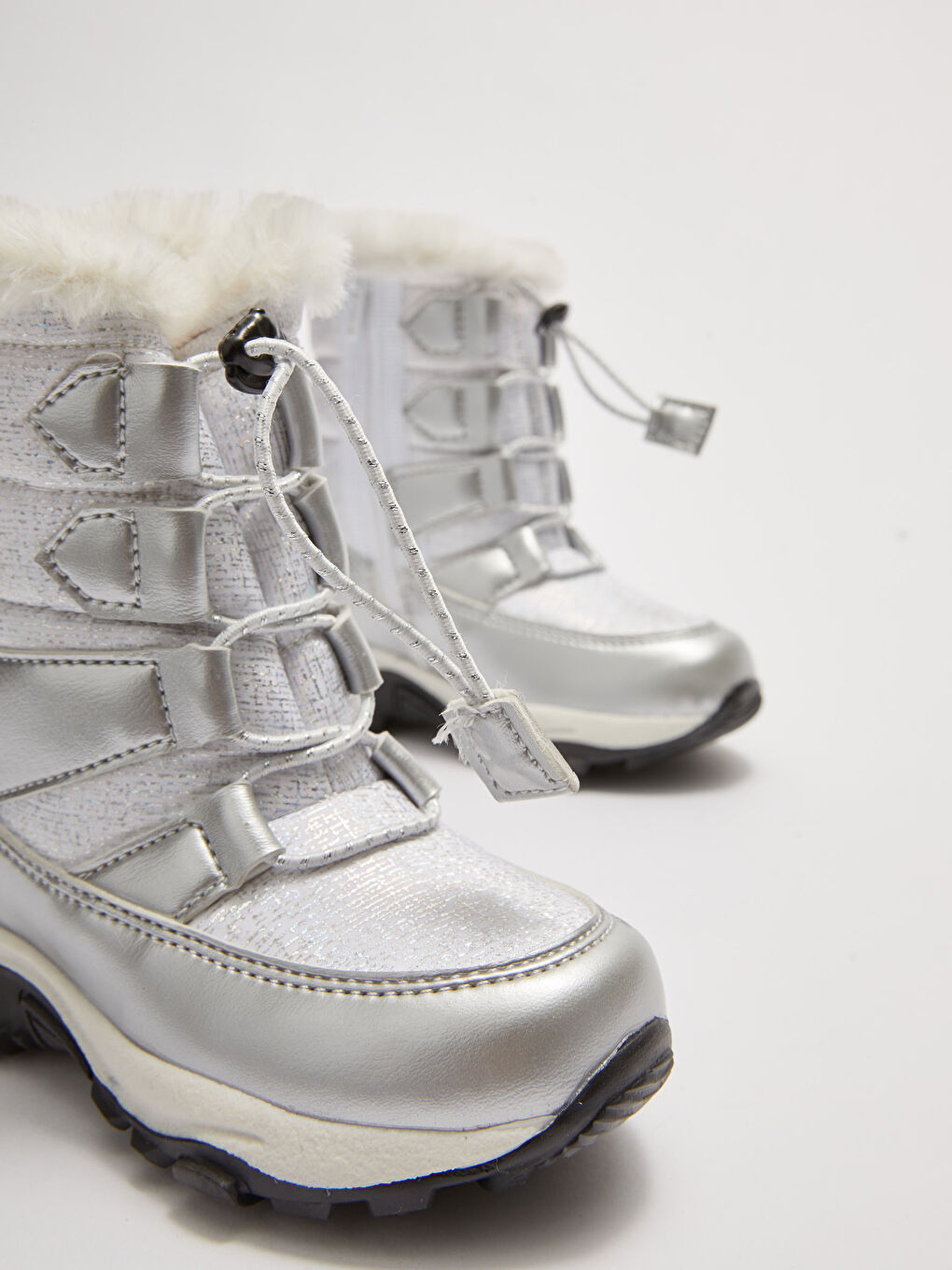 أحذية ثلجية للبنات بأربطة مرنة وإغلاق بسحاب-2