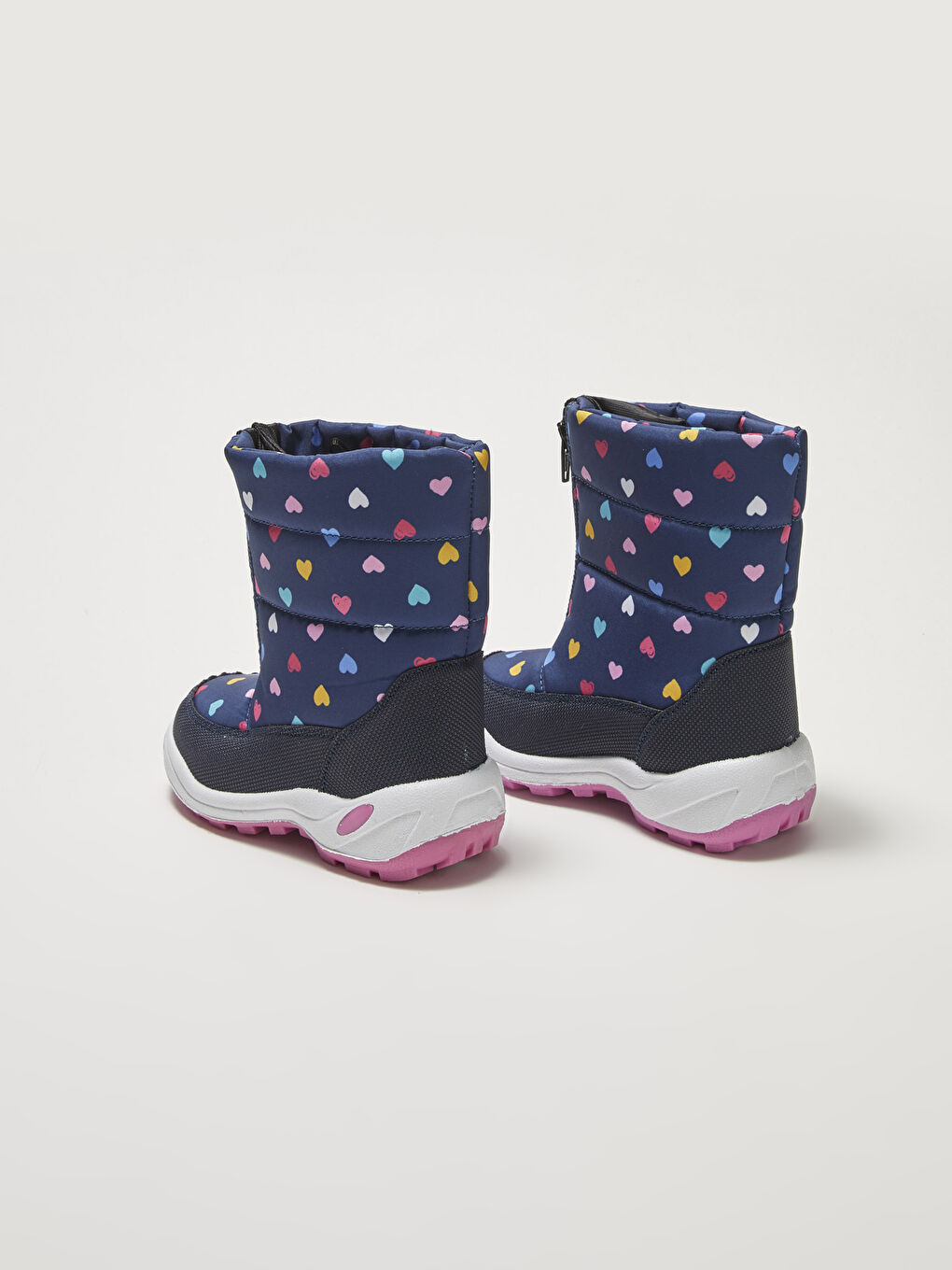 Lacivert Baskılı Fermuarlı Kalın Taban Kız Bebek Kar Botu-3