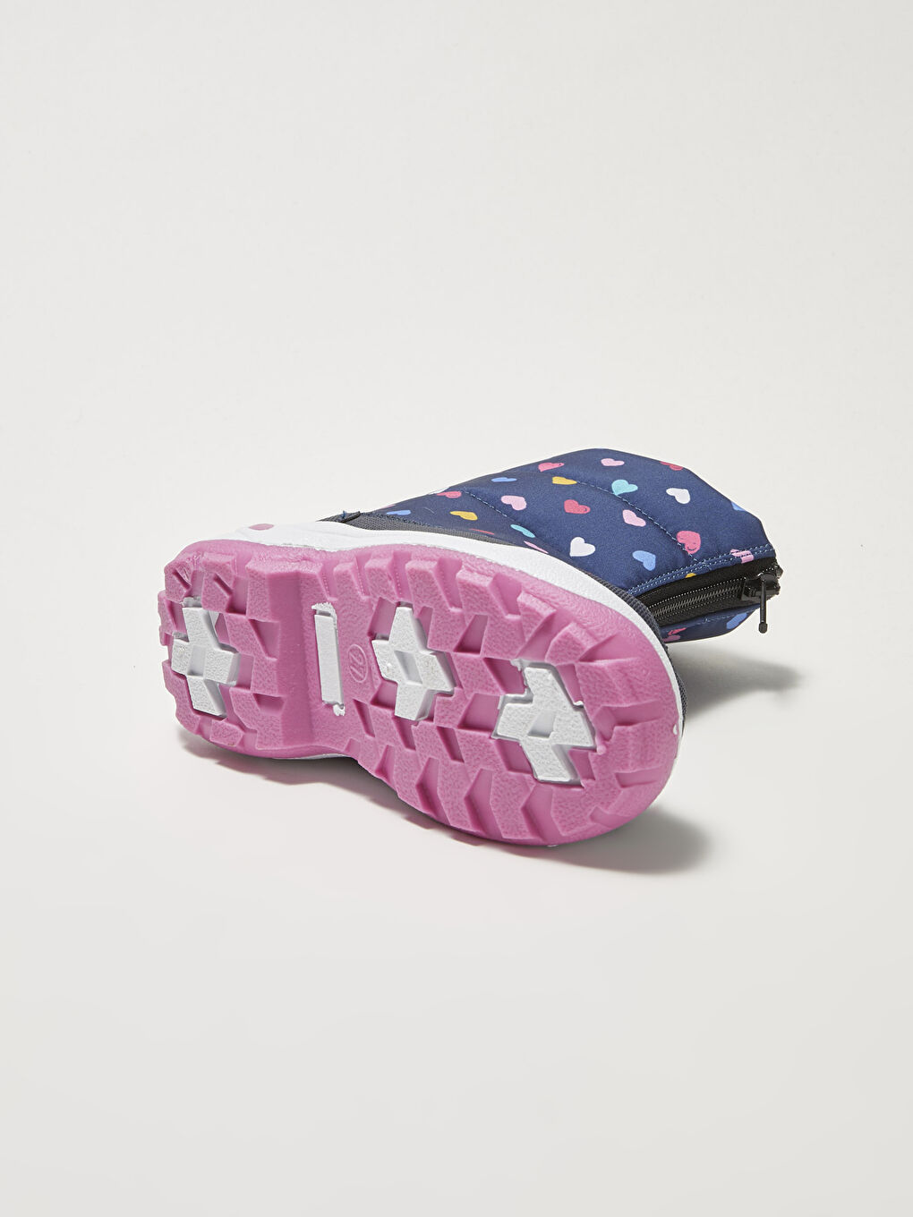 Lacivert Baskılı Fermuarlı Kalın Taban Kız Bebek Kar Botu-4