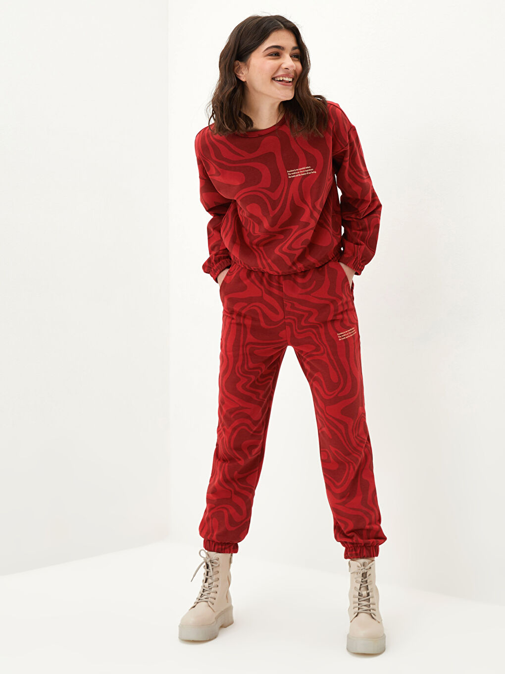 Hanorac pentru Femei cu Mânecă Lungă, Guler Rotund, Imprimat cu Slogan-2