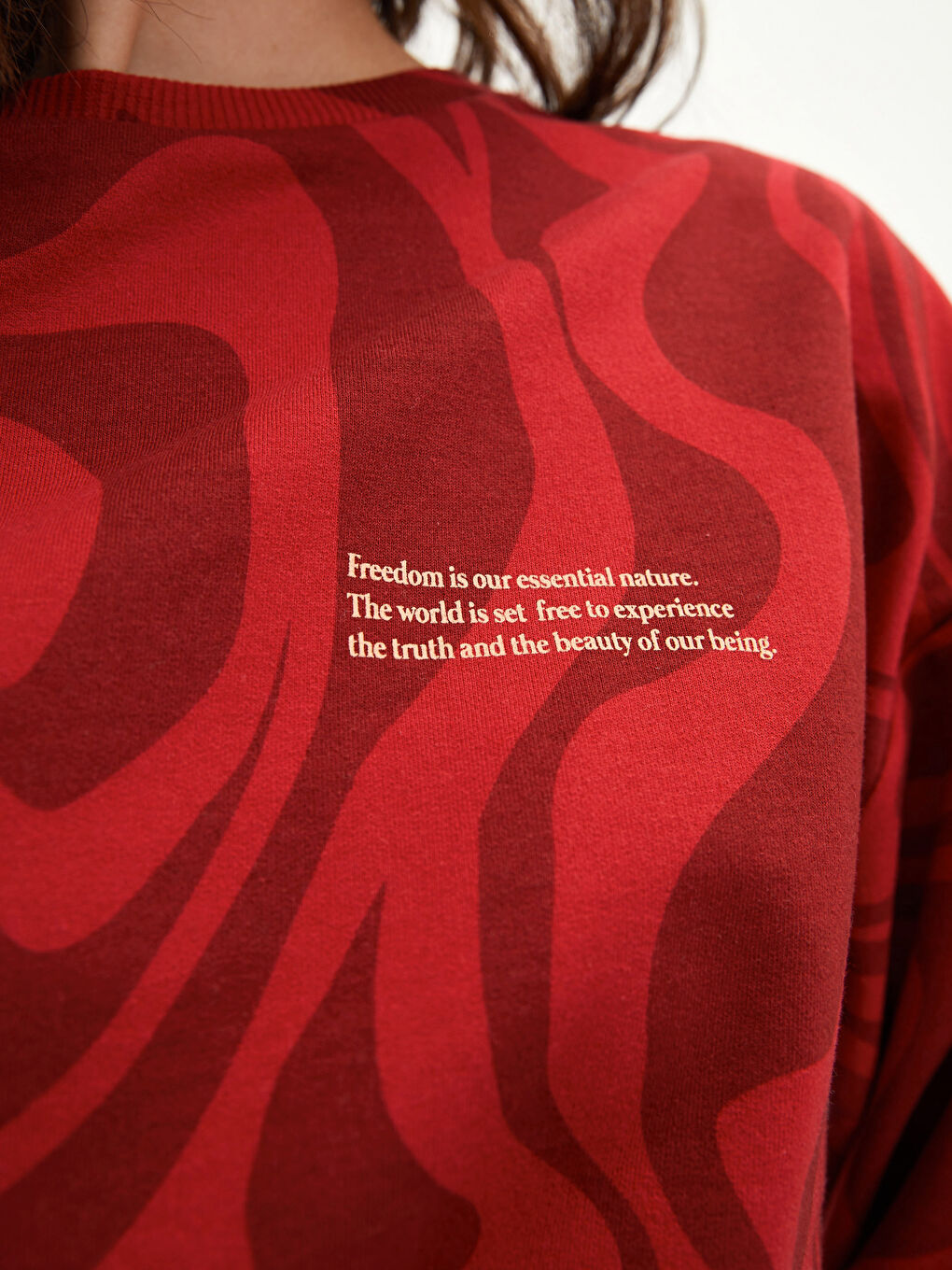 Hanorac pentru Femei cu Mânecă Lungă, Guler Rotund, Imprimat cu Slogan-3