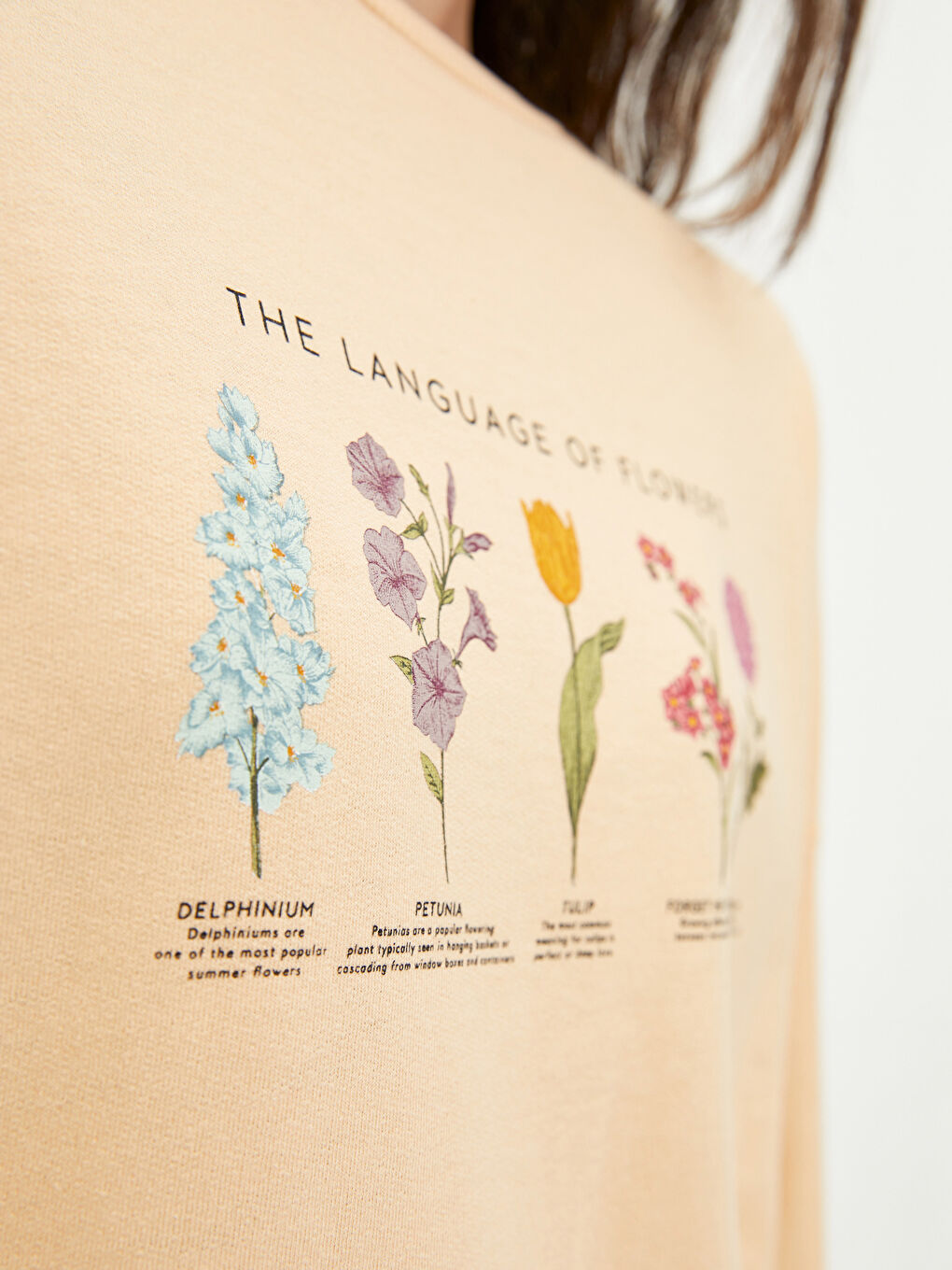 Hanorac cu Guler Rotund Imprimat cu Mânecă Lungă pentru Femei-3