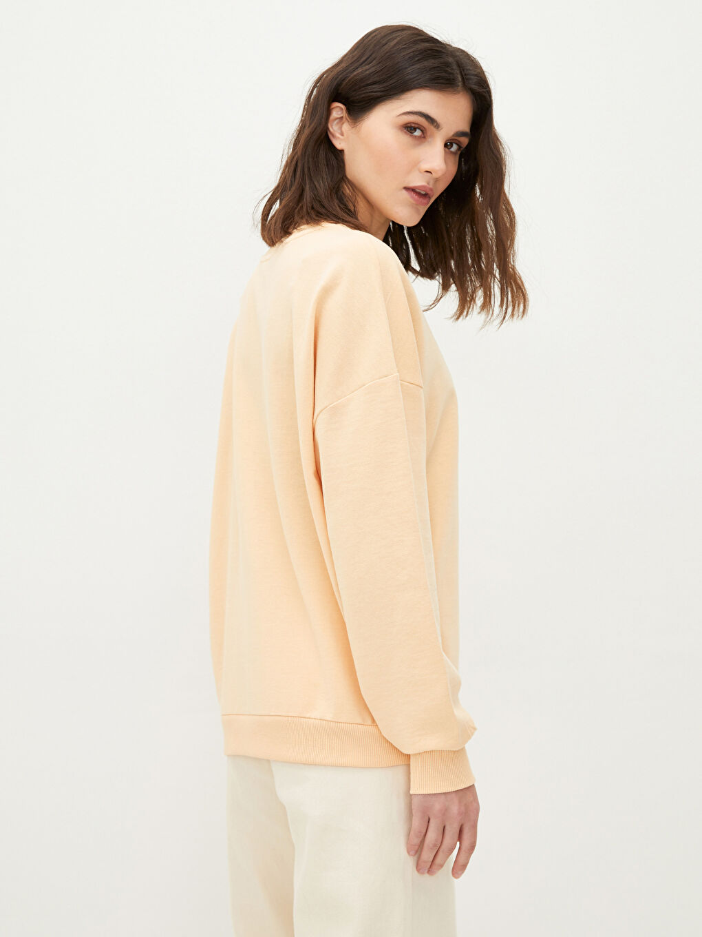 Hanorac cu Guler Rotund Imprimat cu Mânecă Lungă pentru Femei-4