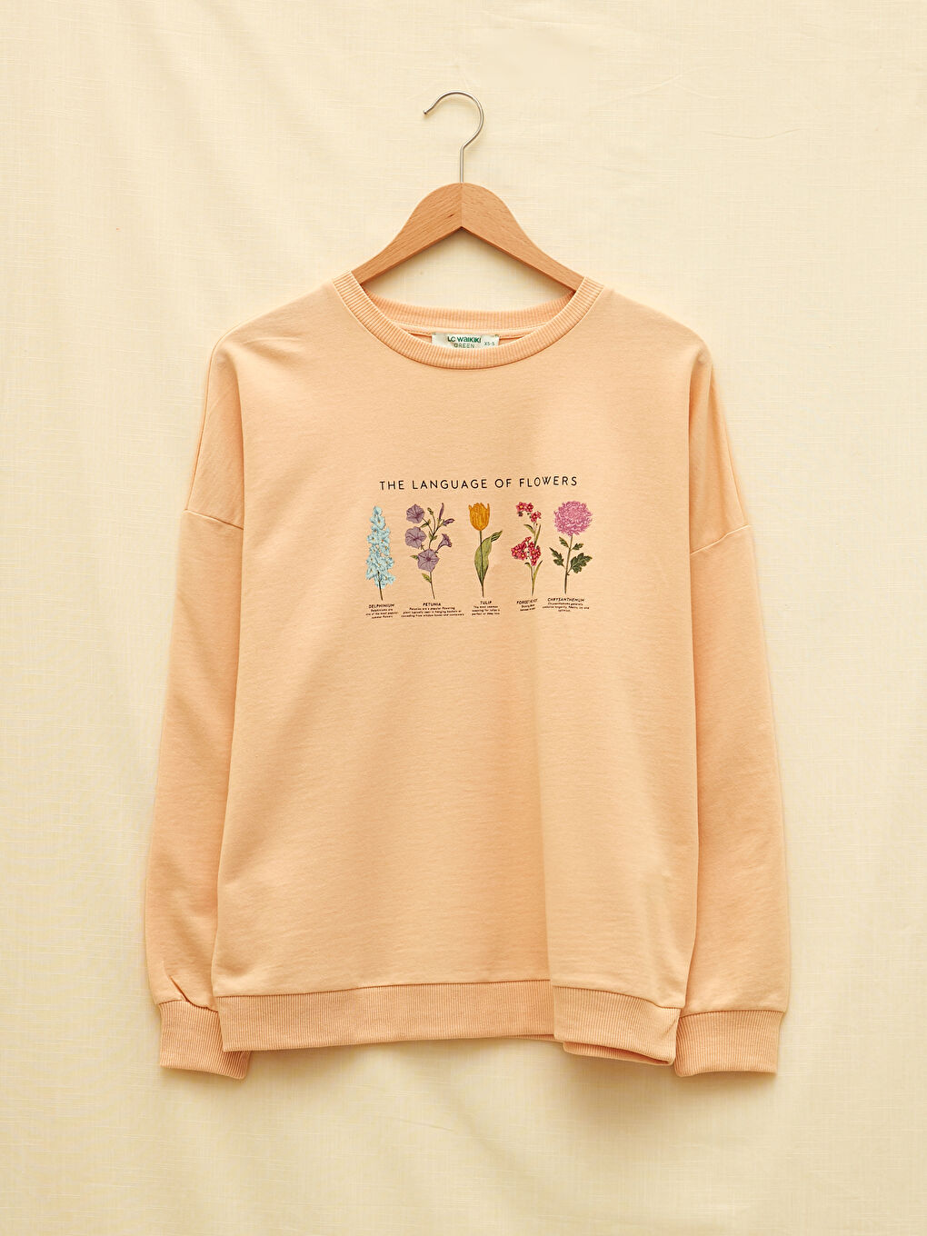 Hanorac cu Guler Rotund Imprimat cu Mânecă Lungă pentru Femei-5