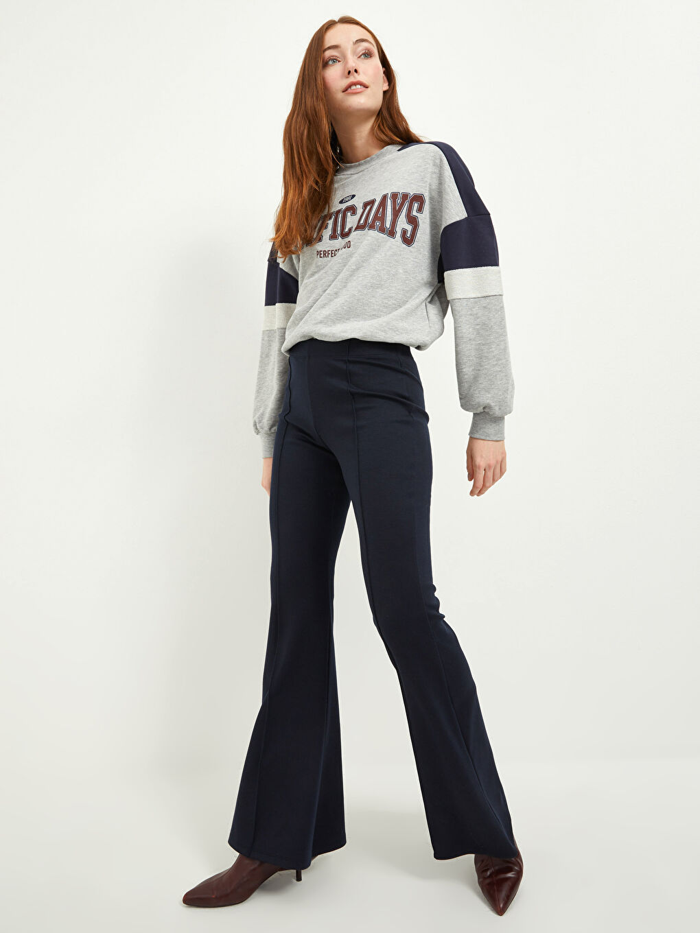 LCW Limited High Waist Spanish Leg Women's Trousers -W1IA39Z8-HSA
