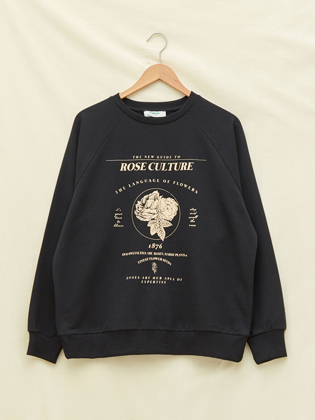 سويت شيرت كم طويل مطبوع بياقة دائرية للسيدات-4