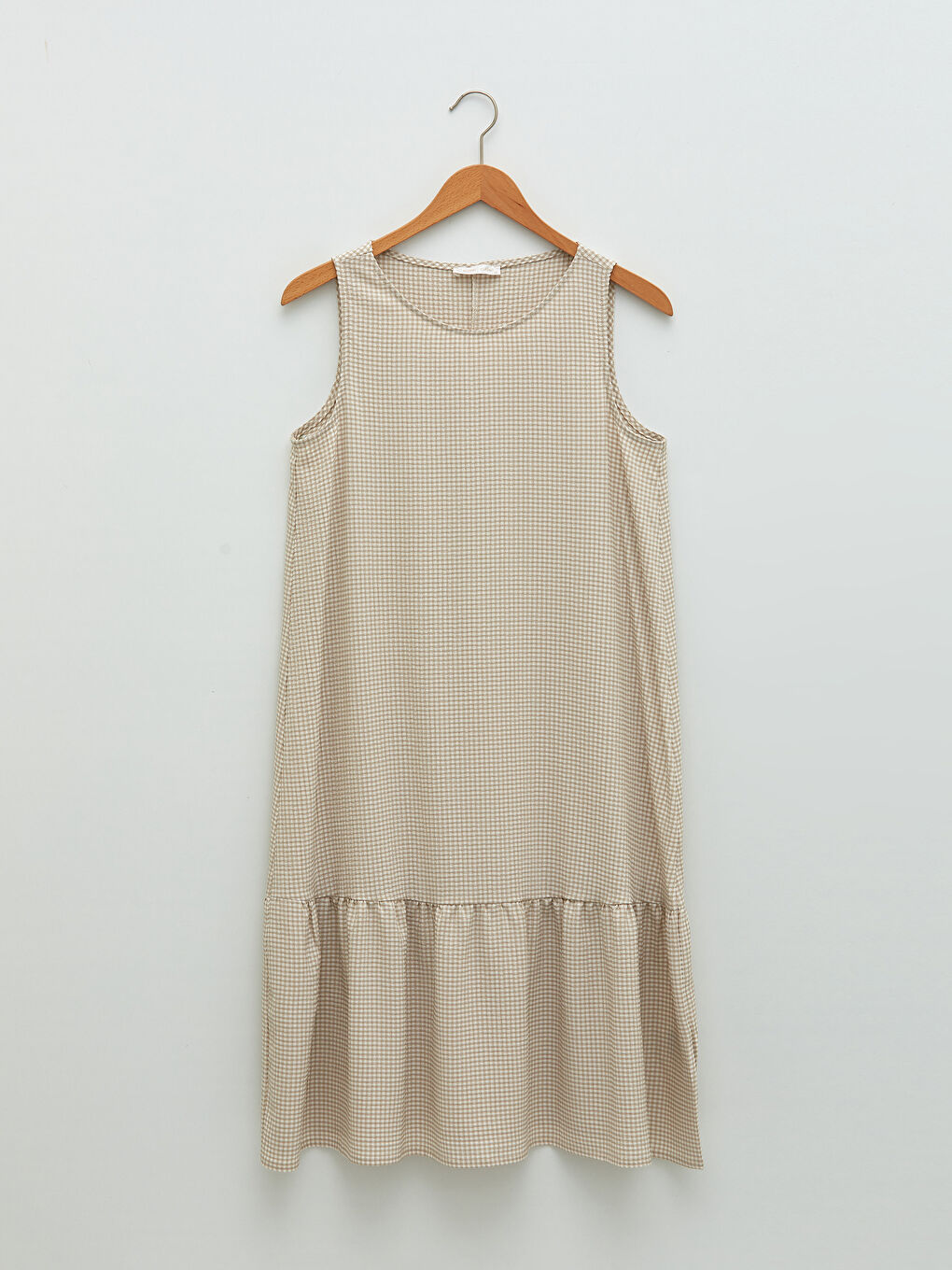 Crew Neck Plaid Sleeveless A-Line Poplin Women's Dress-5