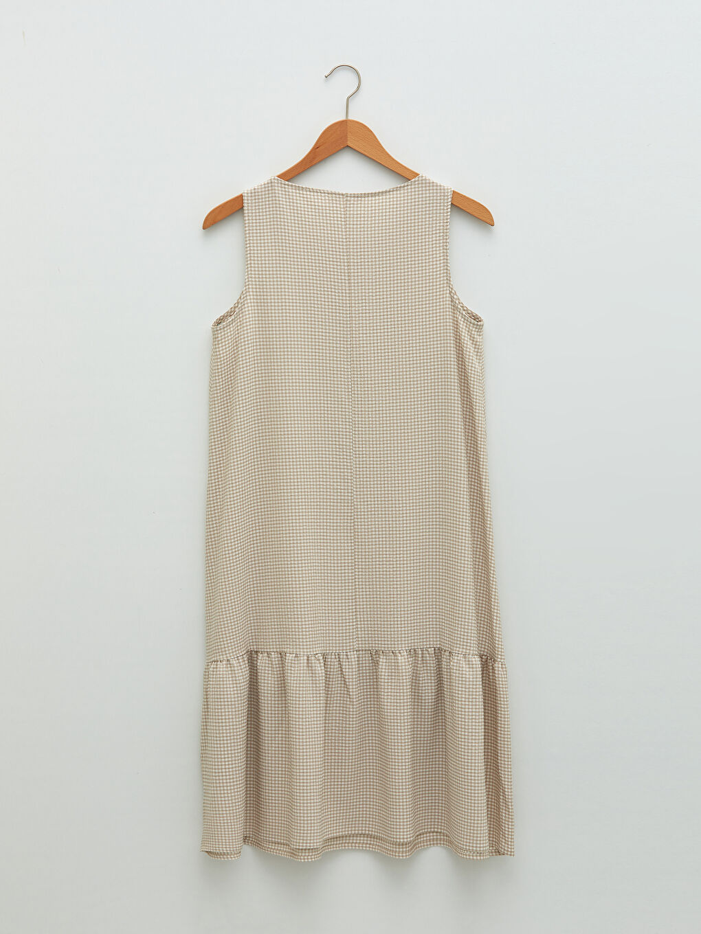 Crew Neck Plaid Sleeveless A-Line Poplin Women's Dress-6