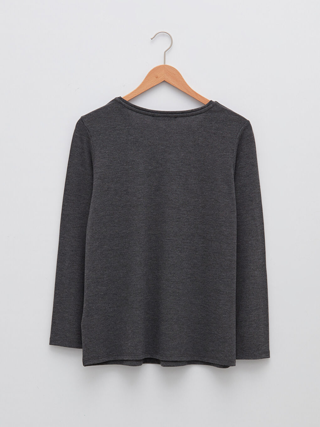 Gri V Yaka Taşlı Uzun Kollu Viskon Kadın Bluz-7