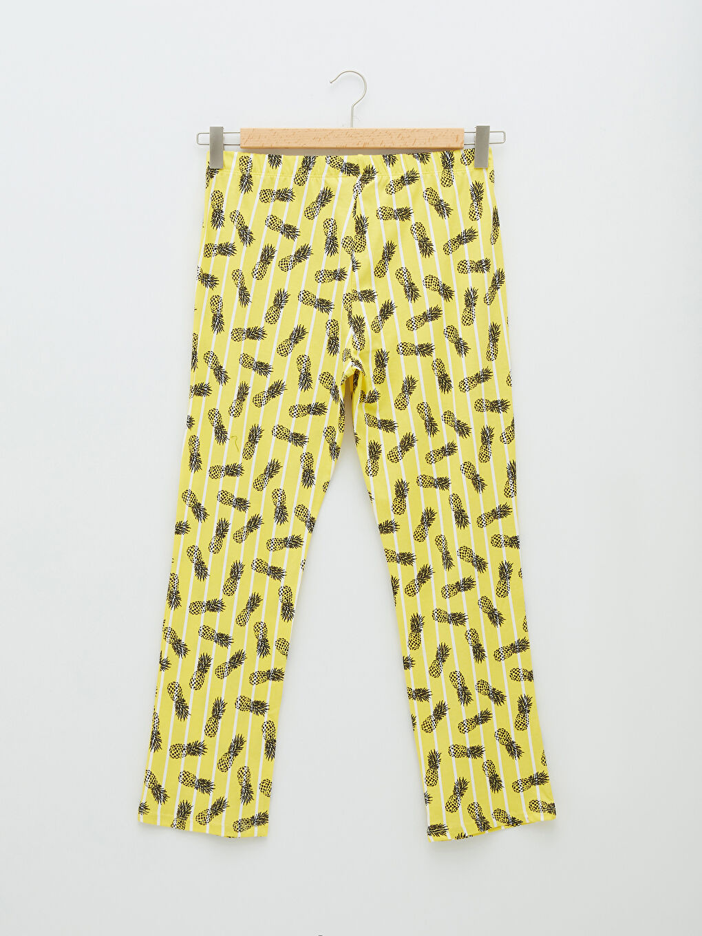 Sarı Gömlek Yaka Desenli Uzun Kollu Pamuklu Kadın Pijama Takımı-9