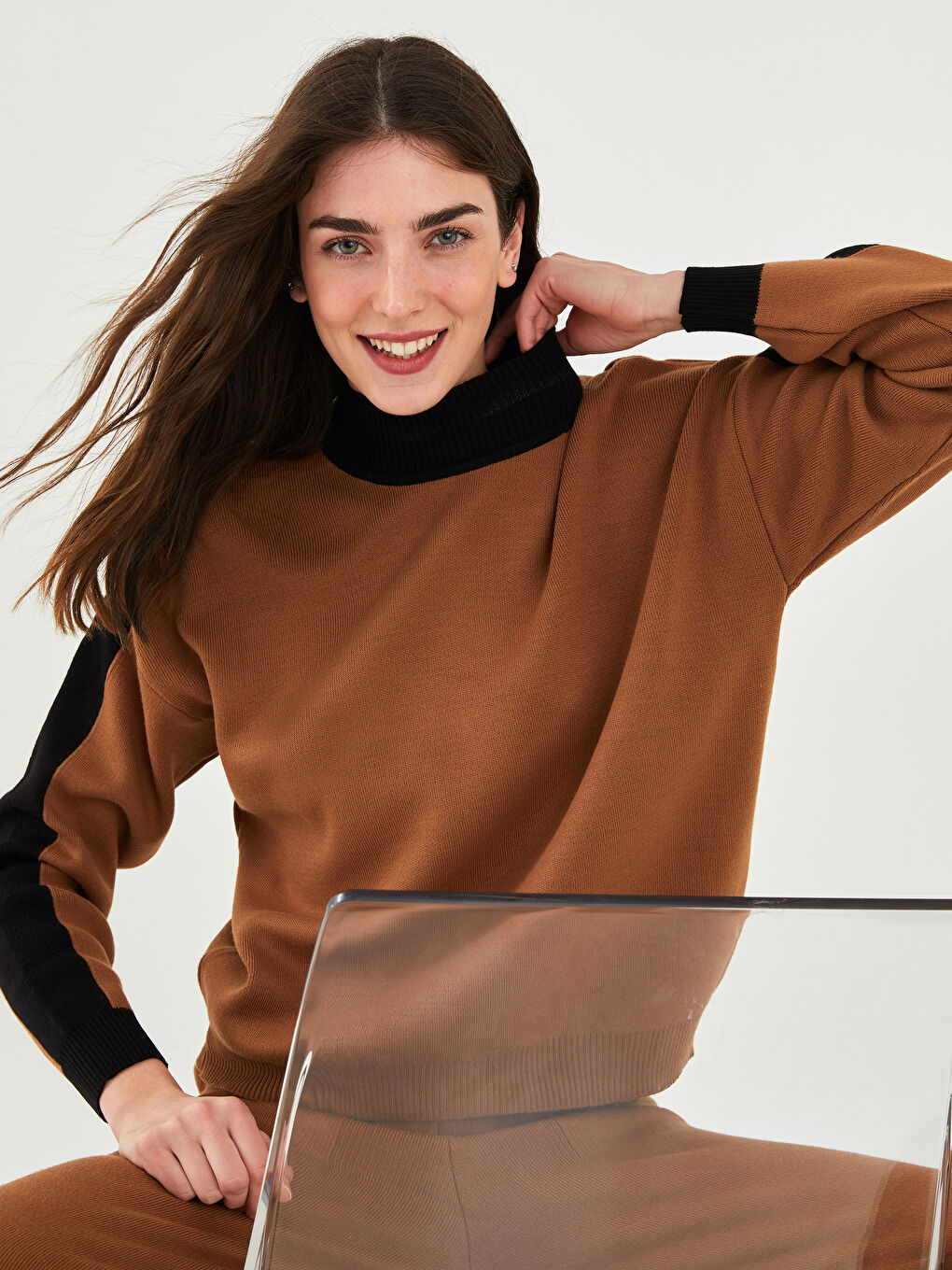 ニット・セーター IONSEOUL Mini Border Henry Neck Knit (2color) JE804 Merino-blend fine-knit poncho | Echo Design | Women's Shawls