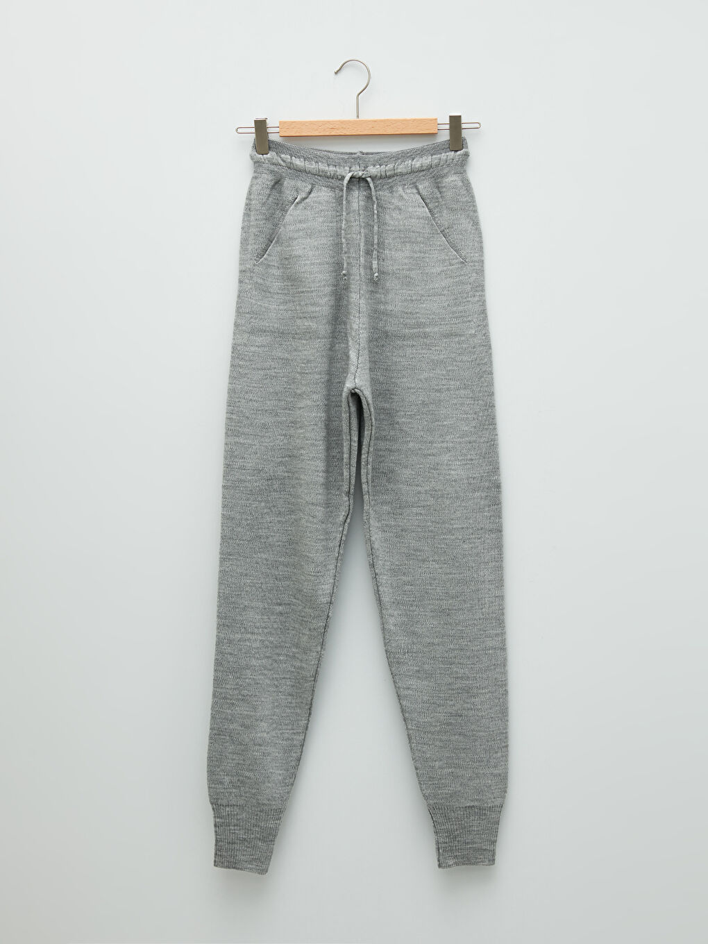 Pantalon de Jogging pour Femmes en Tricot avec Taille Élastique, Coupe Droite et Poches-5