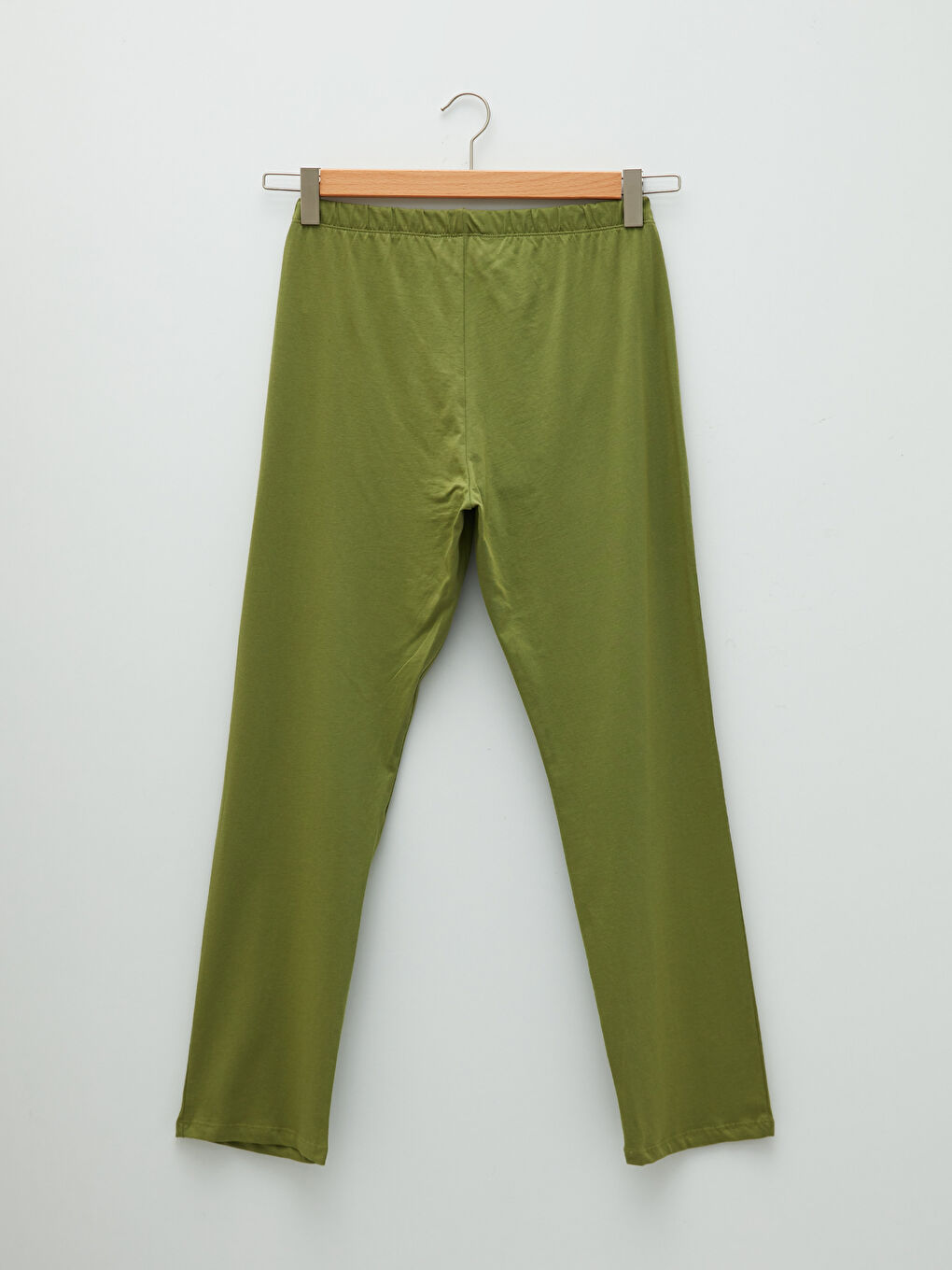 Haki Gömlek Yaka Düz Uzun Kollu Pamuklu Hamile Pijama Takımı-7