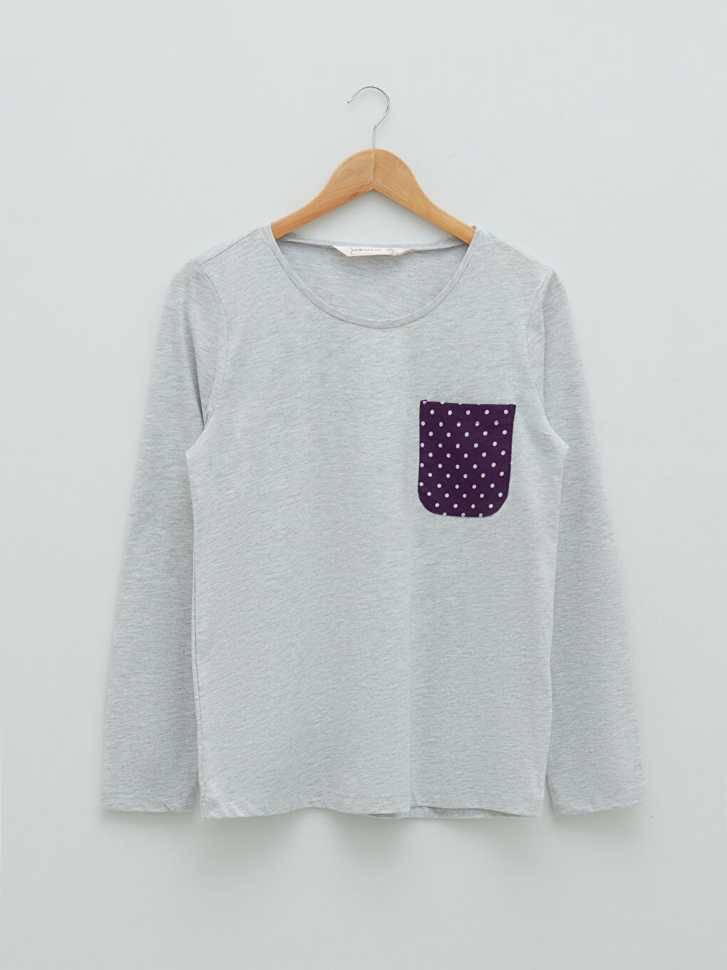 Ensemble de Pyjama en Coton à Rayures Col Rond Manches Longues pour Femmes-1