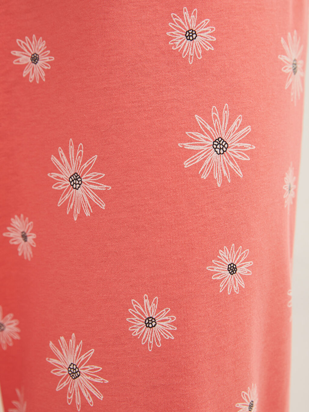 طقم بيجامة قطن كم طويل منقوش بياقة دائرية للسيدات-3