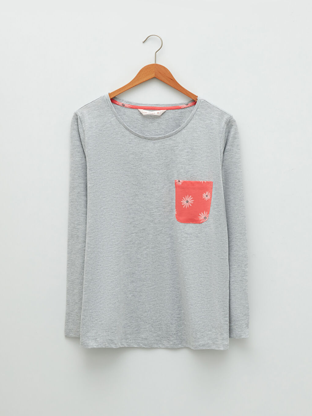 طقم بيجامة قطن كم طويل منقوش بياقة دائرية للسيدات-6