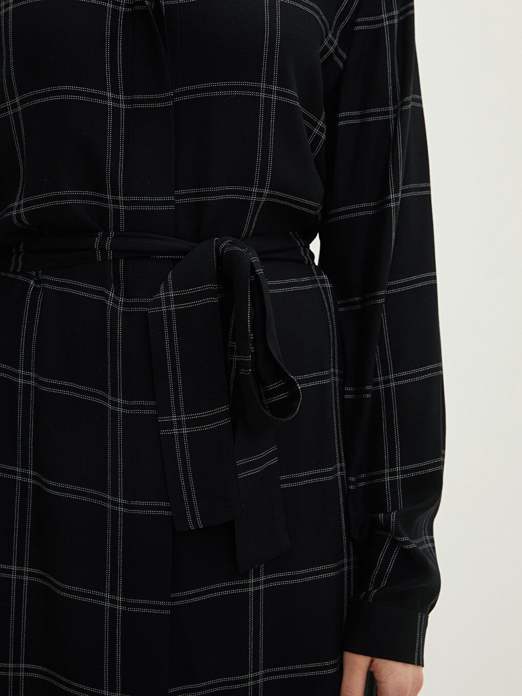 Front Button Closure Plaid Long Sleeve Viscose Women Shirt Shirt Dress-5