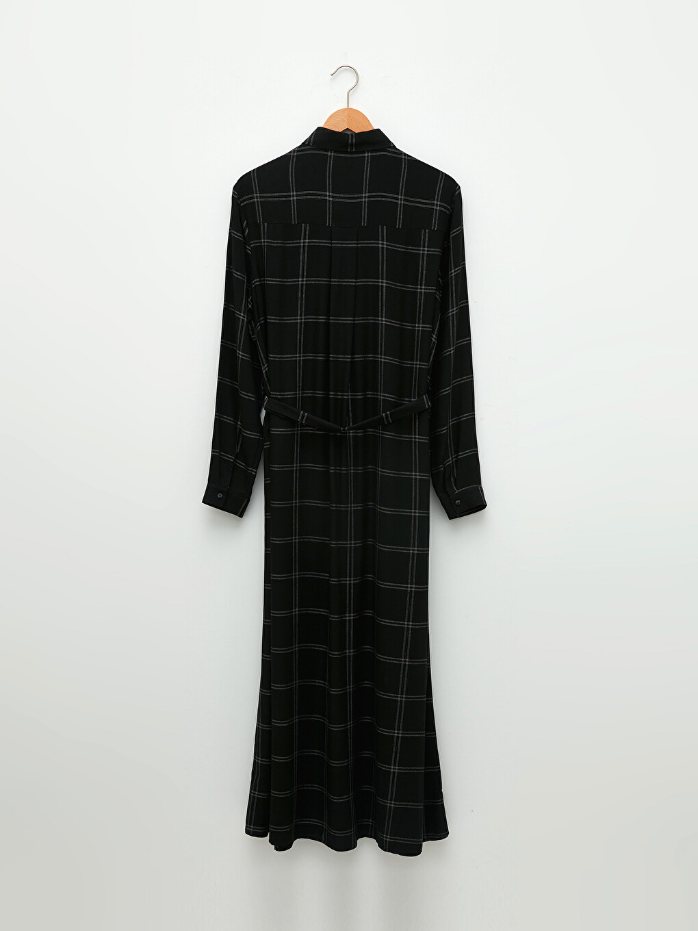 Front Button Closure Plaid Long Sleeve Viscose Women Shirt Shirt Dress-10