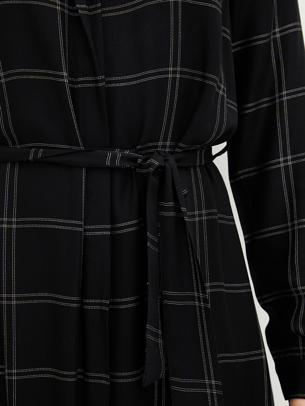 Front Button Closure Plaid Long Sleeve Viscose Women Shirt Shirt Dress-2