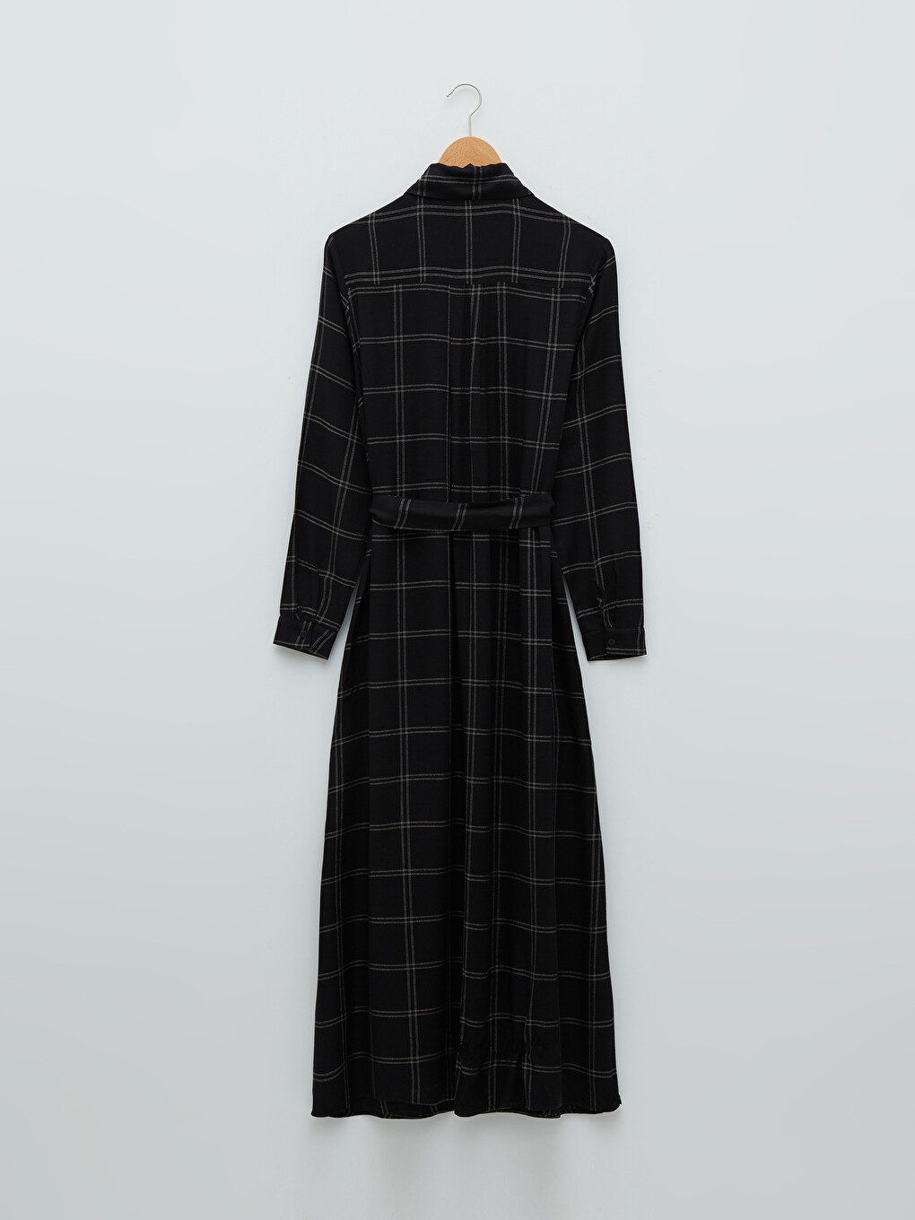 Front Button Closure Plaid Long Sleeve Viscose Women Shirt Shirt Dress-9