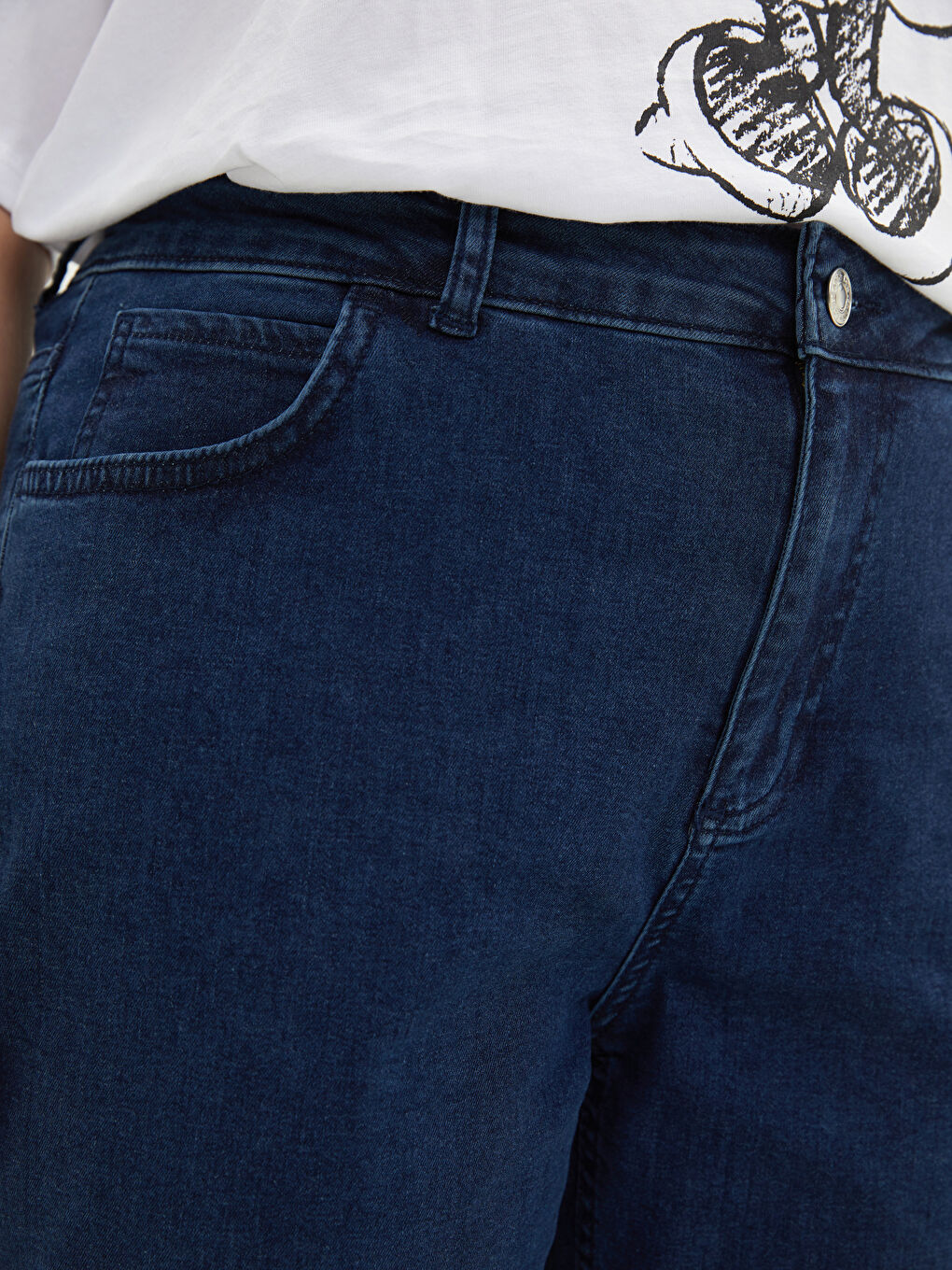 Large Size Normal Waist Mercury Skinny Fit Women's Rodeo Jean Pants with Pocket Detail-1