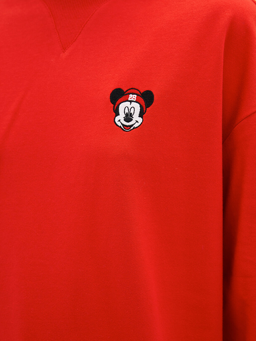 Crew Neck Mickey Mouse Embroidered Long Sleeve Women's Sweatshirt Tunic-3