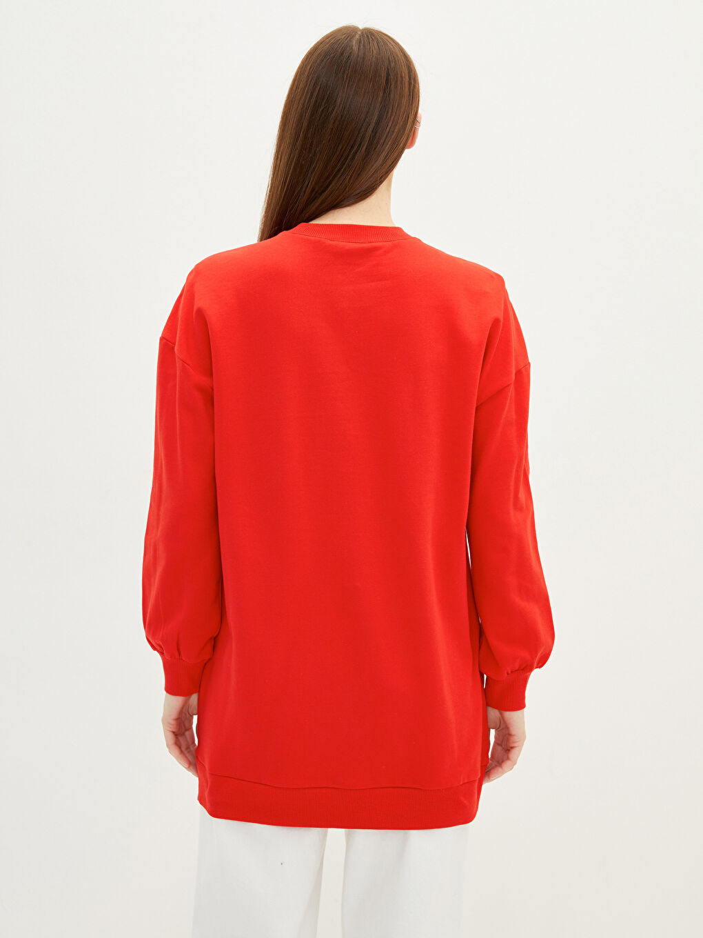 Crew Neck Mickey Mouse Embroidered Long Sleeve Women's Sweatshirt Tunic-4