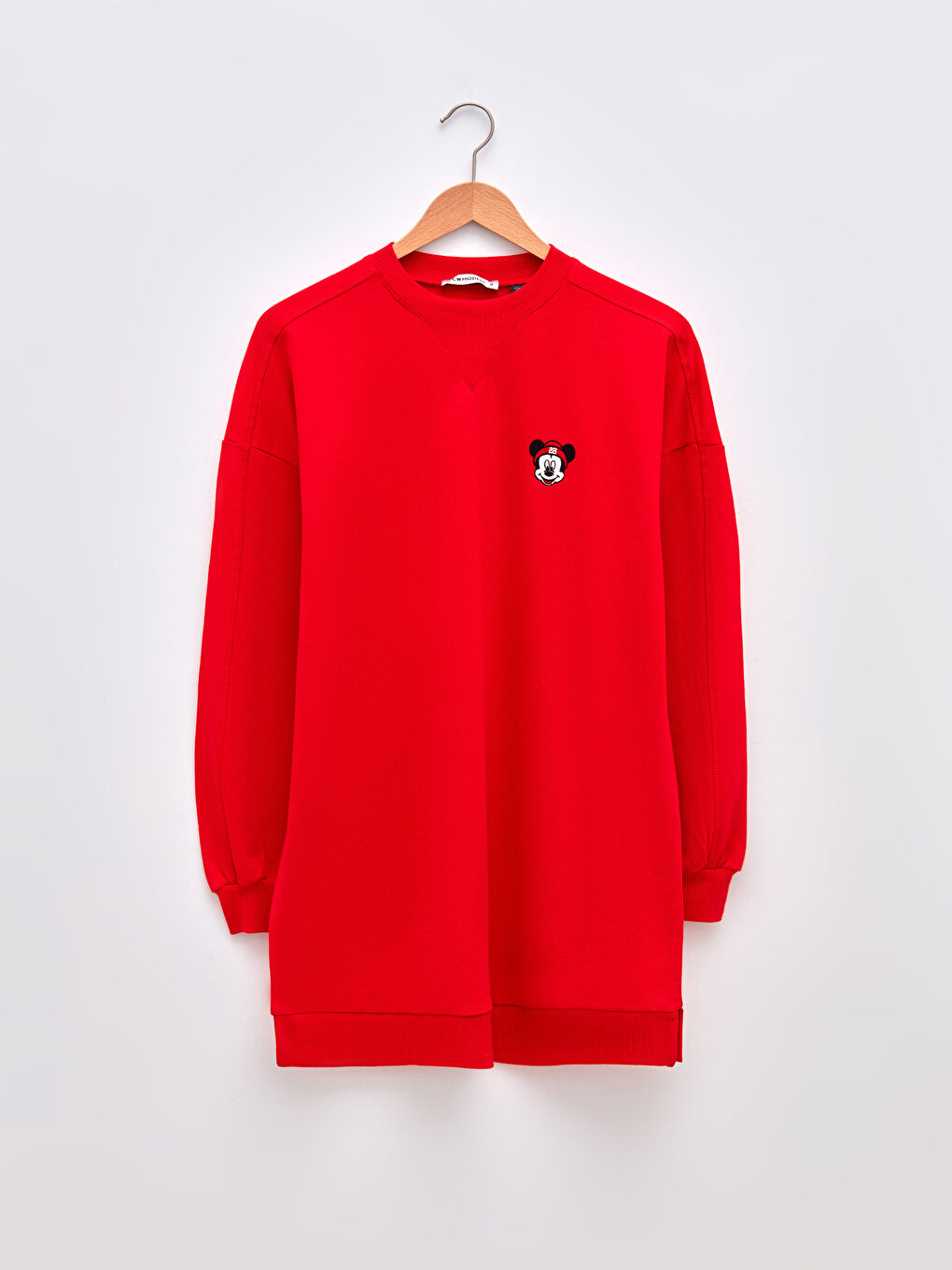 Crew Neck Mickey Mouse Embroidered Long Sleeve Women's Sweatshirt Tunic-5