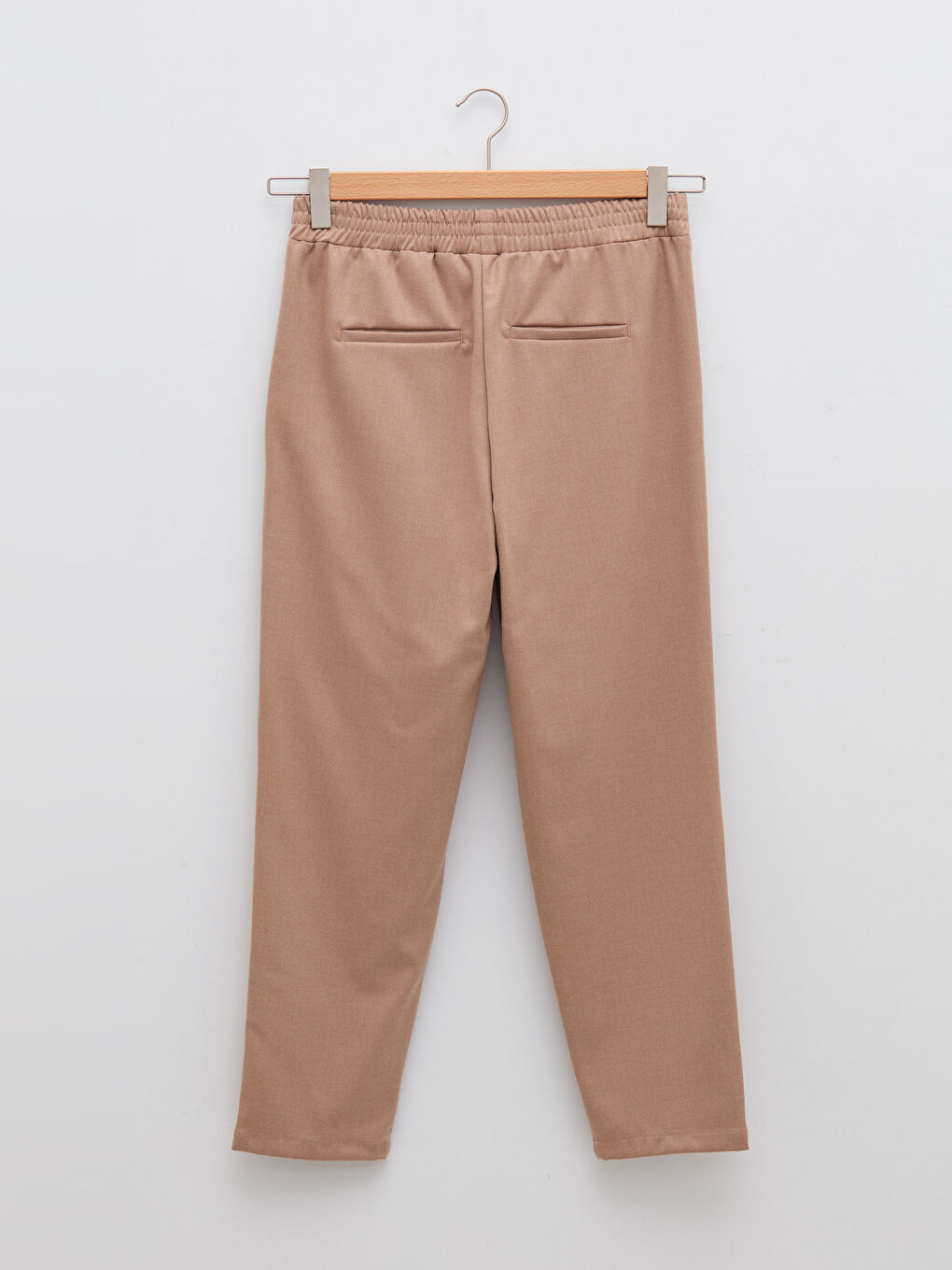 Elastic Waist Standard Fit Carrot Cut Pocket Detailed Women's Trousers-6