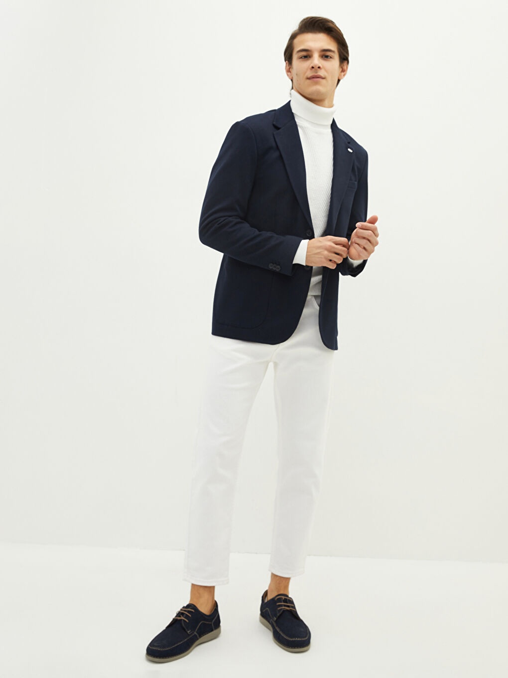 Lacivert Dar Kalıp Erkek Blazer Ceket-2