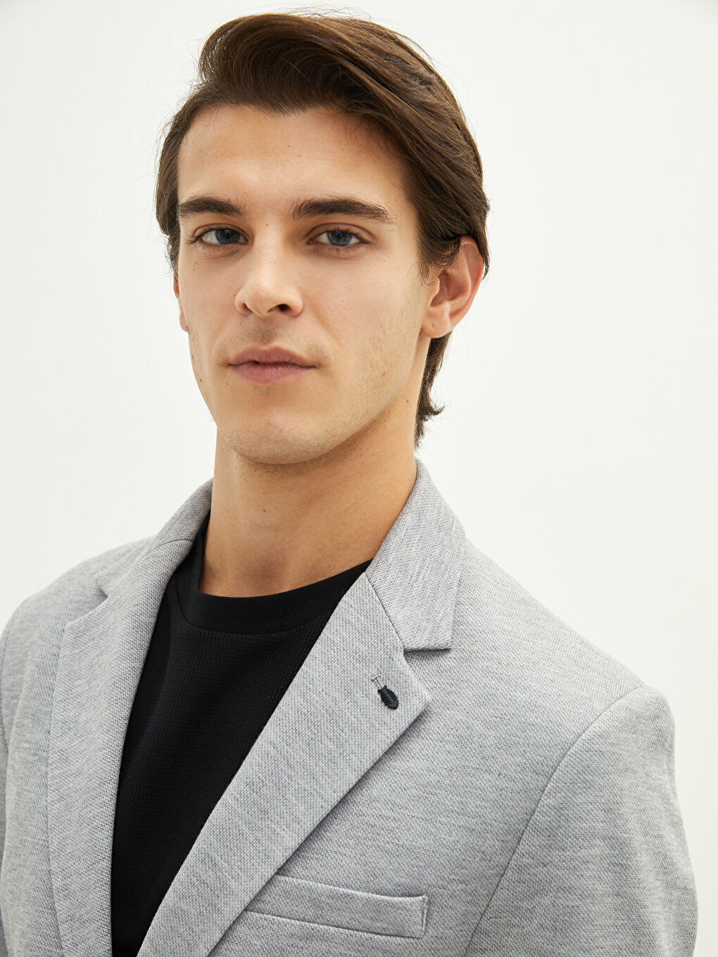 Gri Dar Kalıp Erkek Blazer Ceket-3