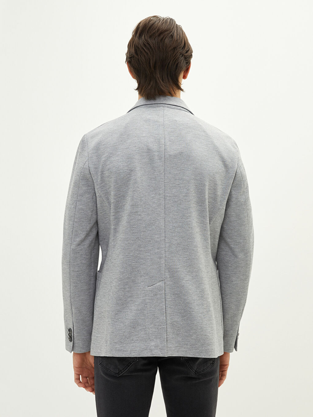 Gri Dar Kalıp Erkek Blazer Ceket-4