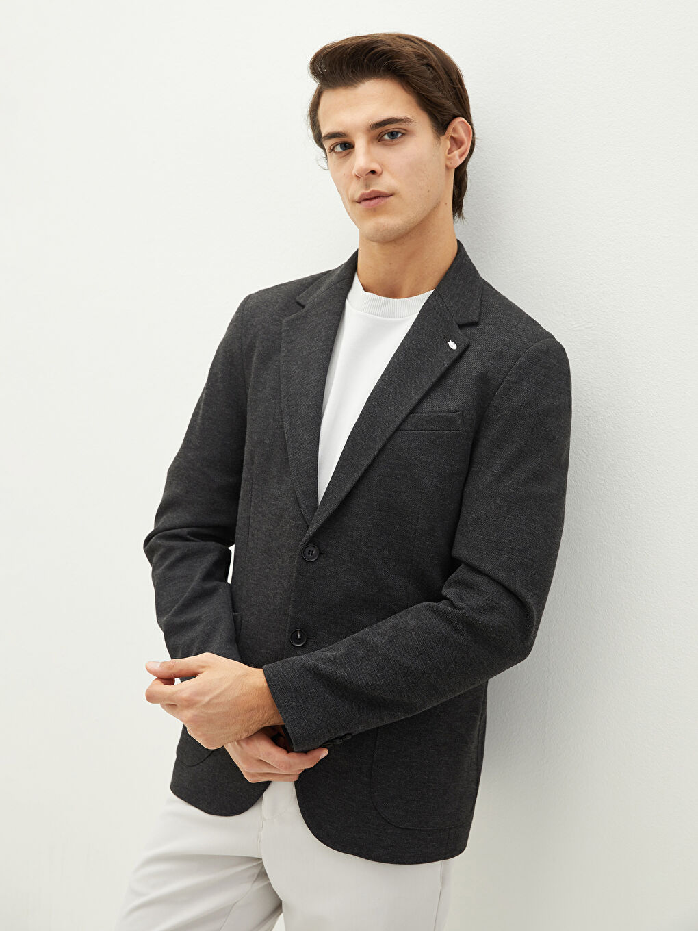 Antrasit Dar Kalıp Erkek Blazer Ceket
