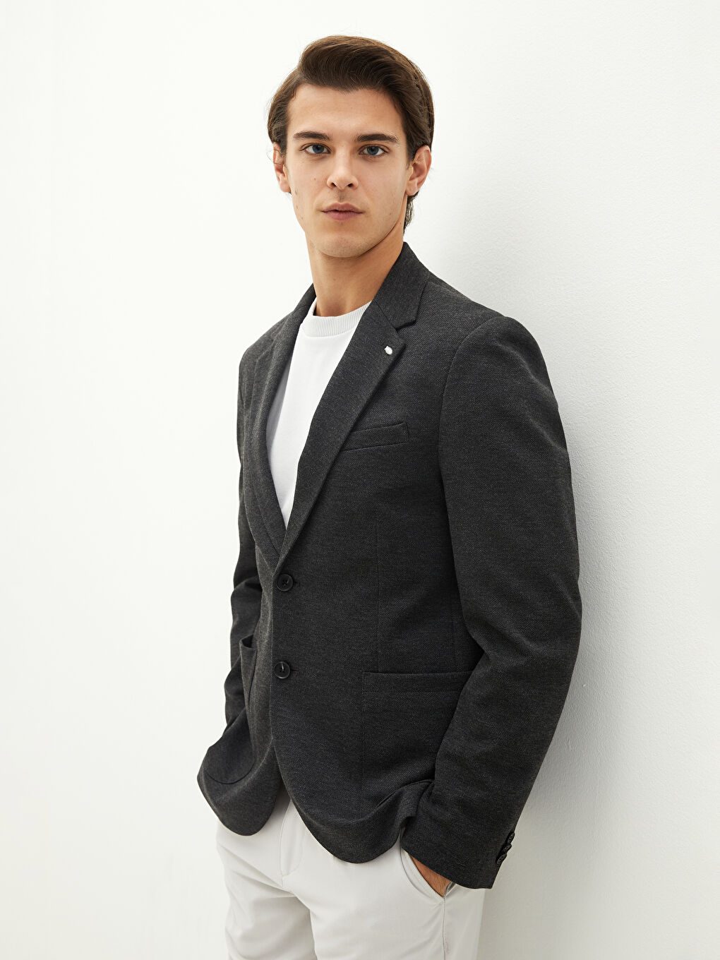 Antrasit Dar Kalıp Erkek Blazer Ceket-1