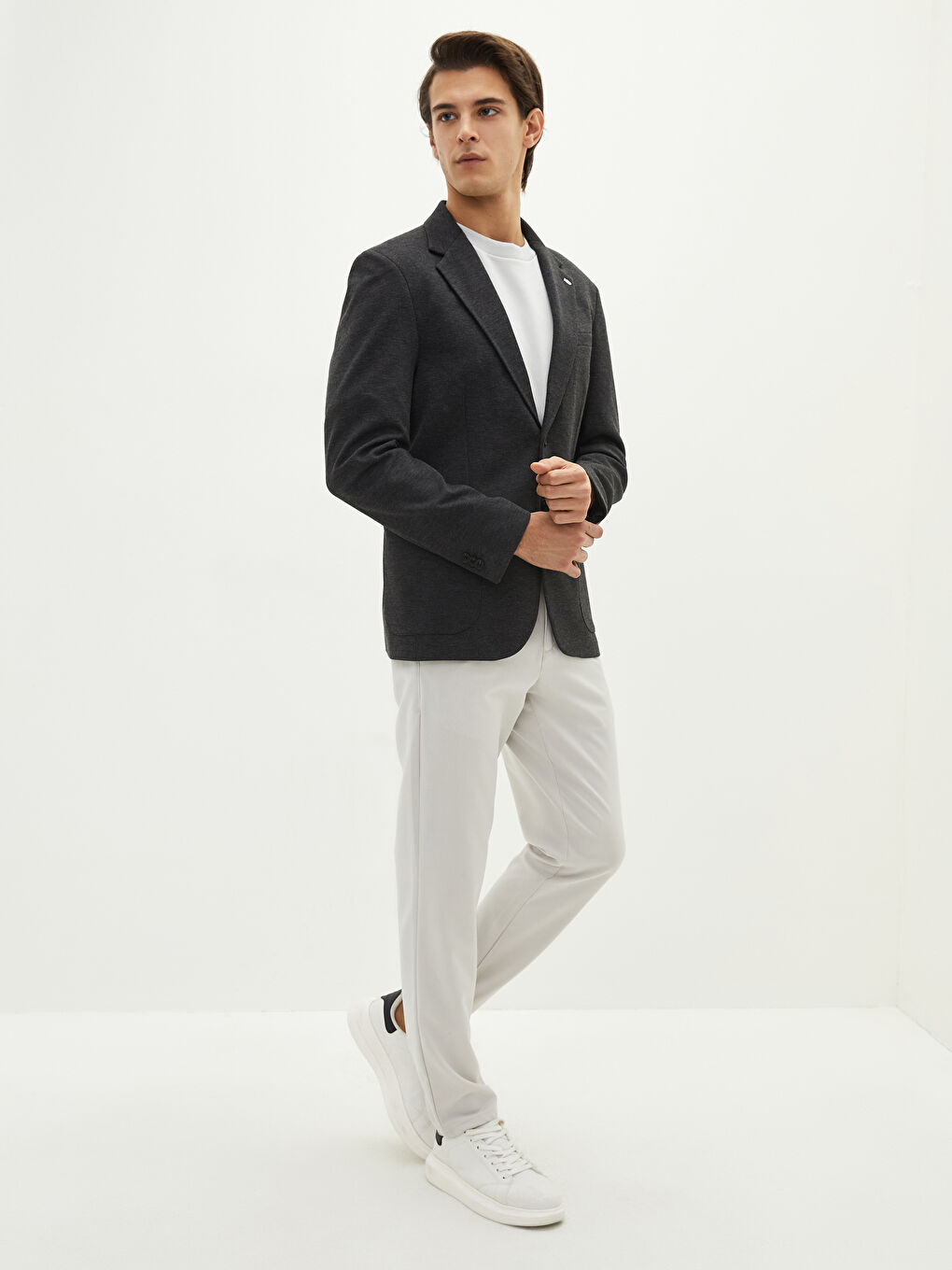 Antrasit Dar Kalıp Erkek Blazer Ceket-2